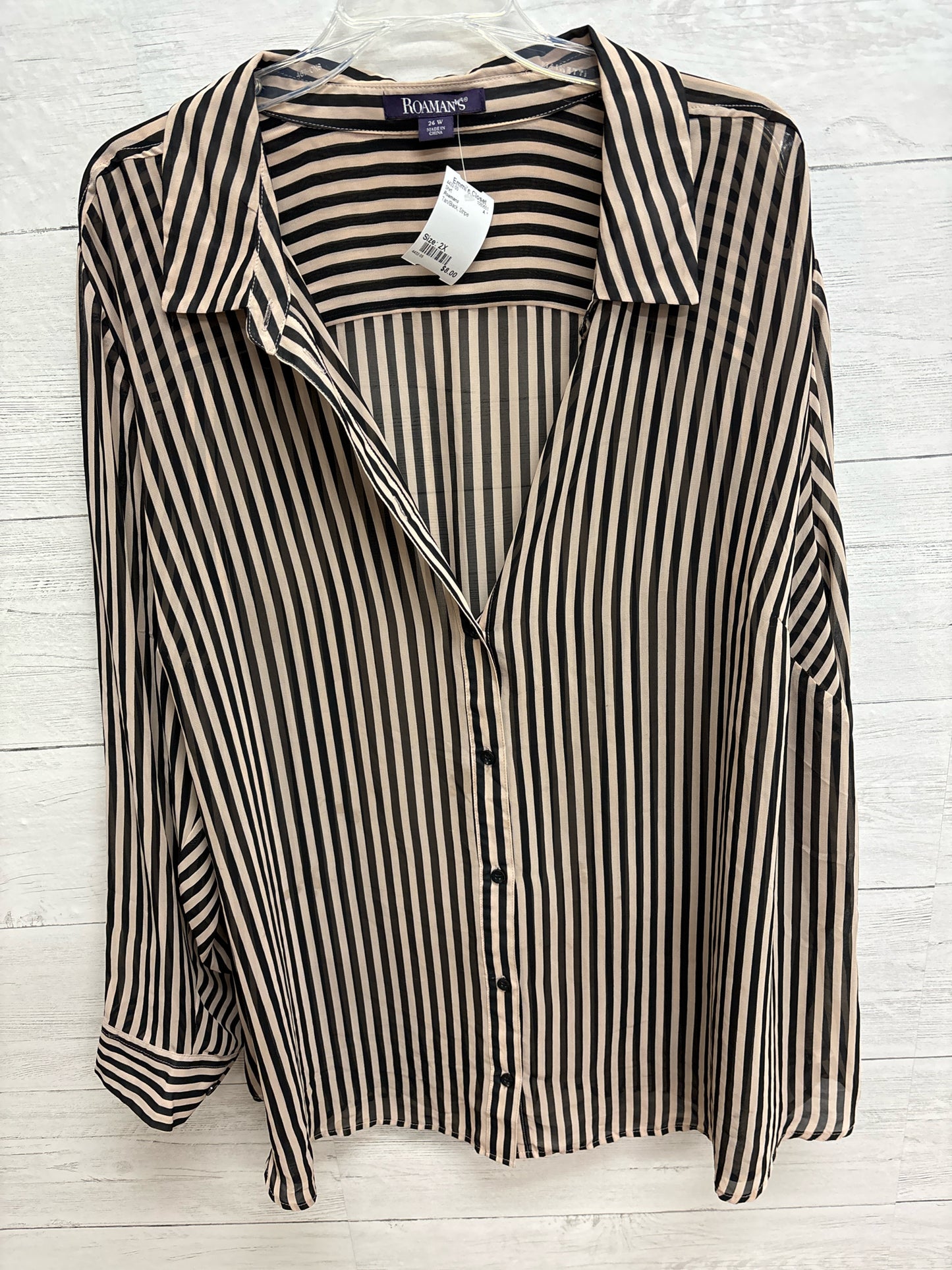 Size 2X Roamans Tan/Black Shirt