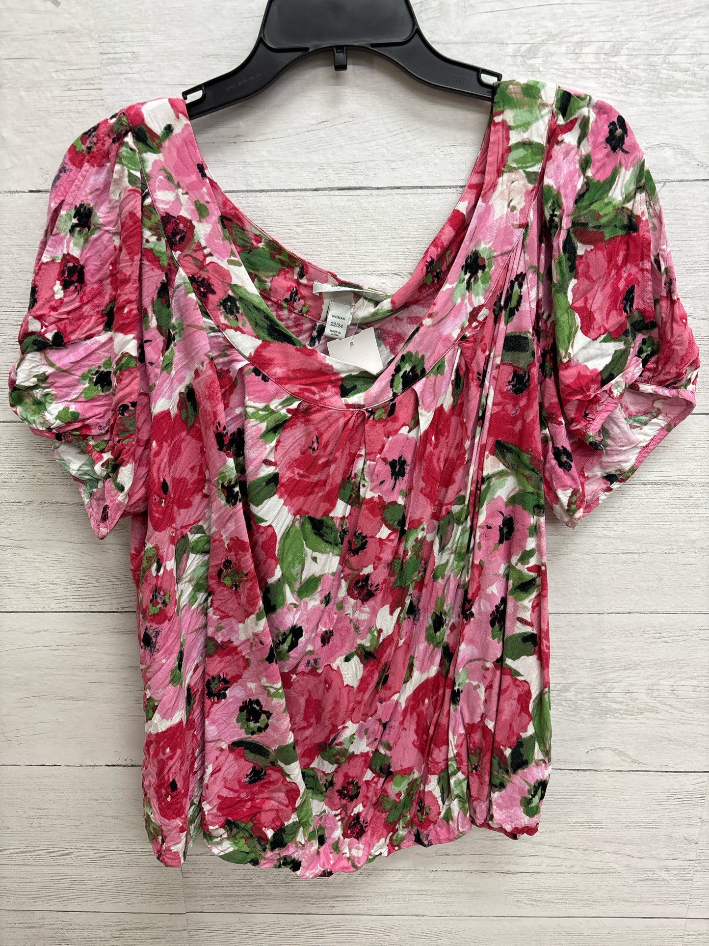 Size 22/24 Dress Barn PINK FLORAL Shirt