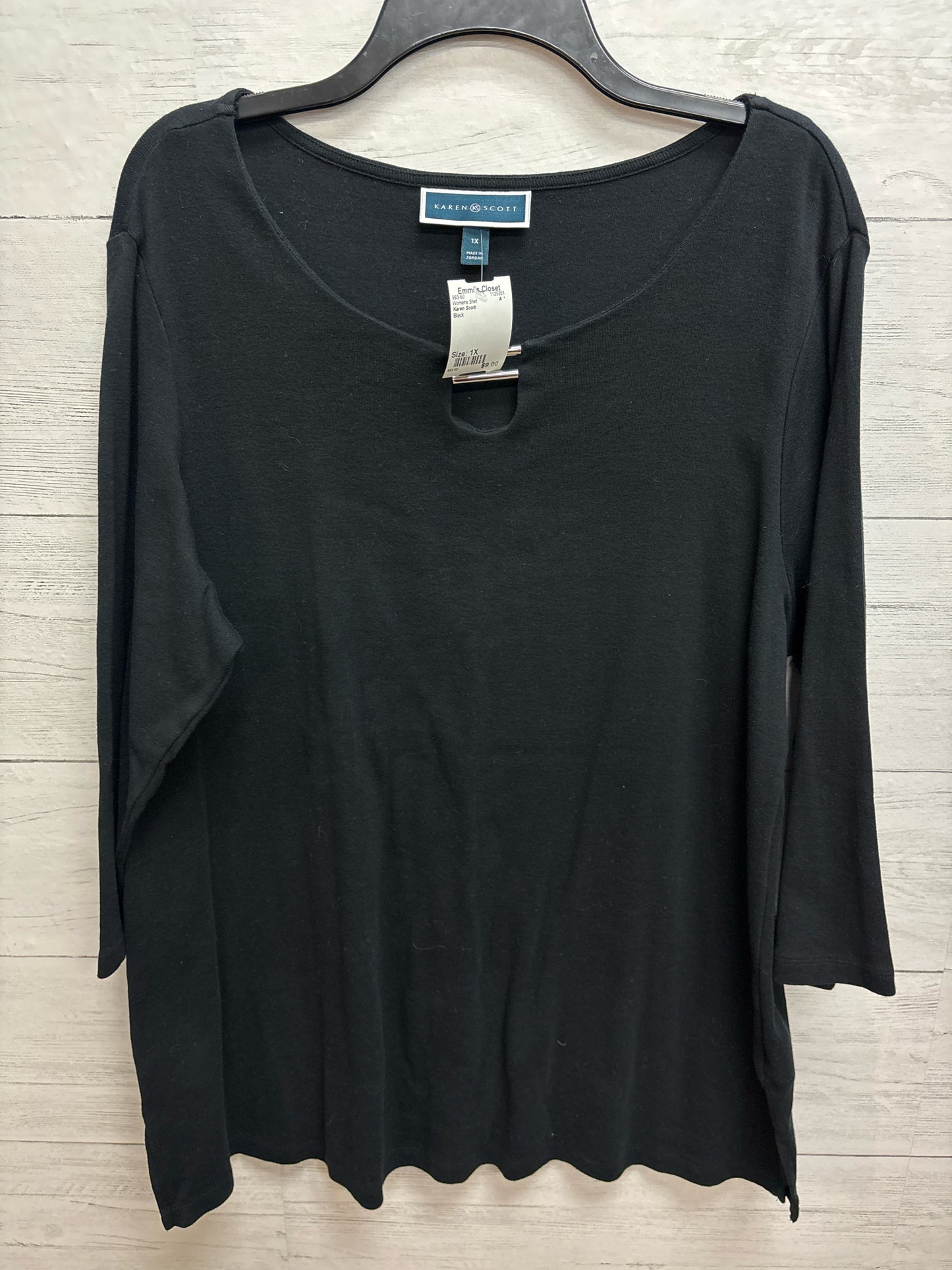 Size 1X Karen Scott Black Womens Shirt