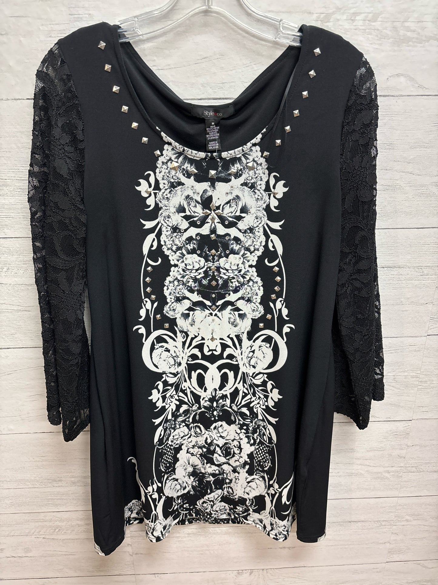 Size M Style & Co Black/White Dress