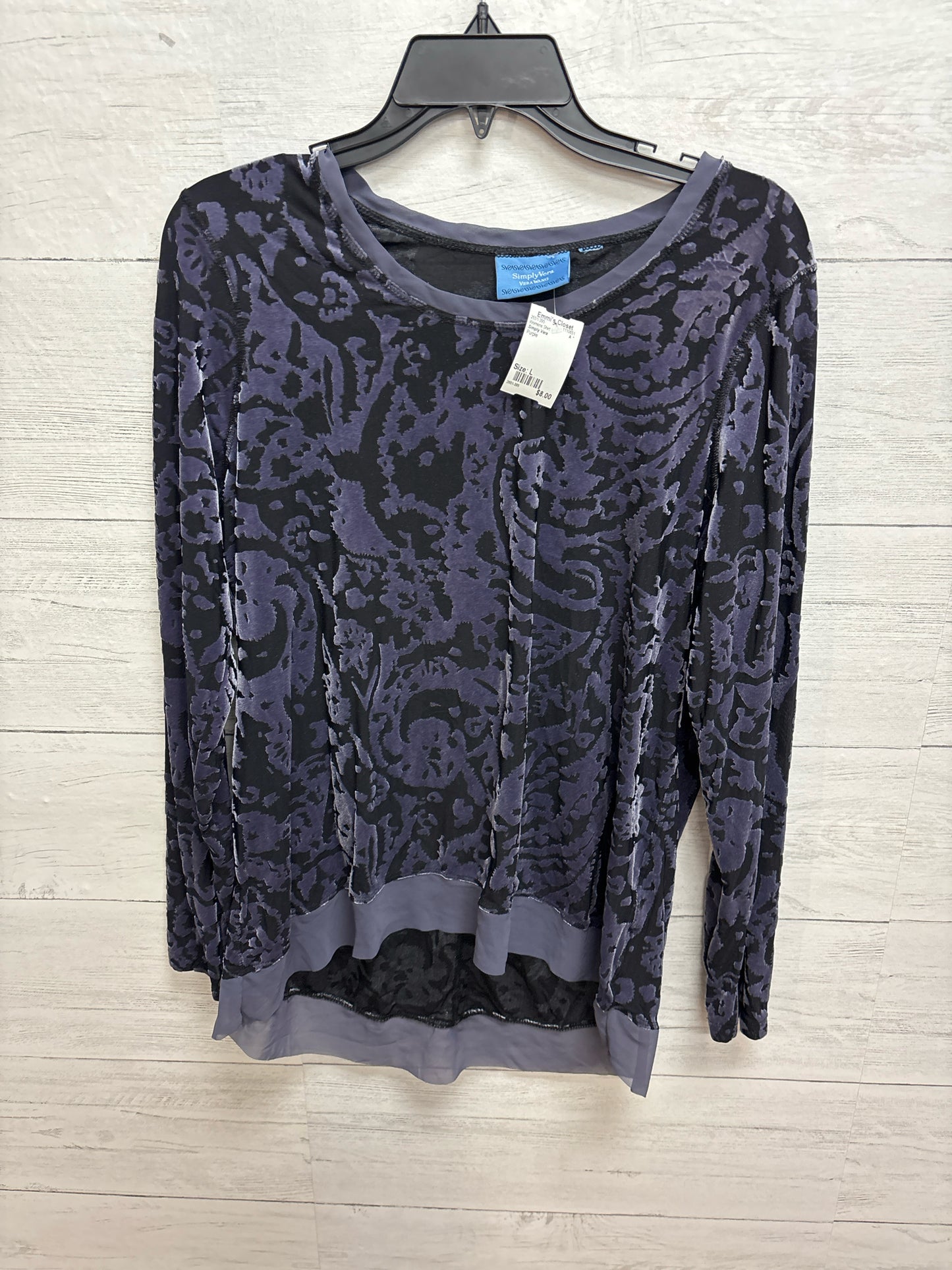 Size L Simply Vera Purple Womens Shirt