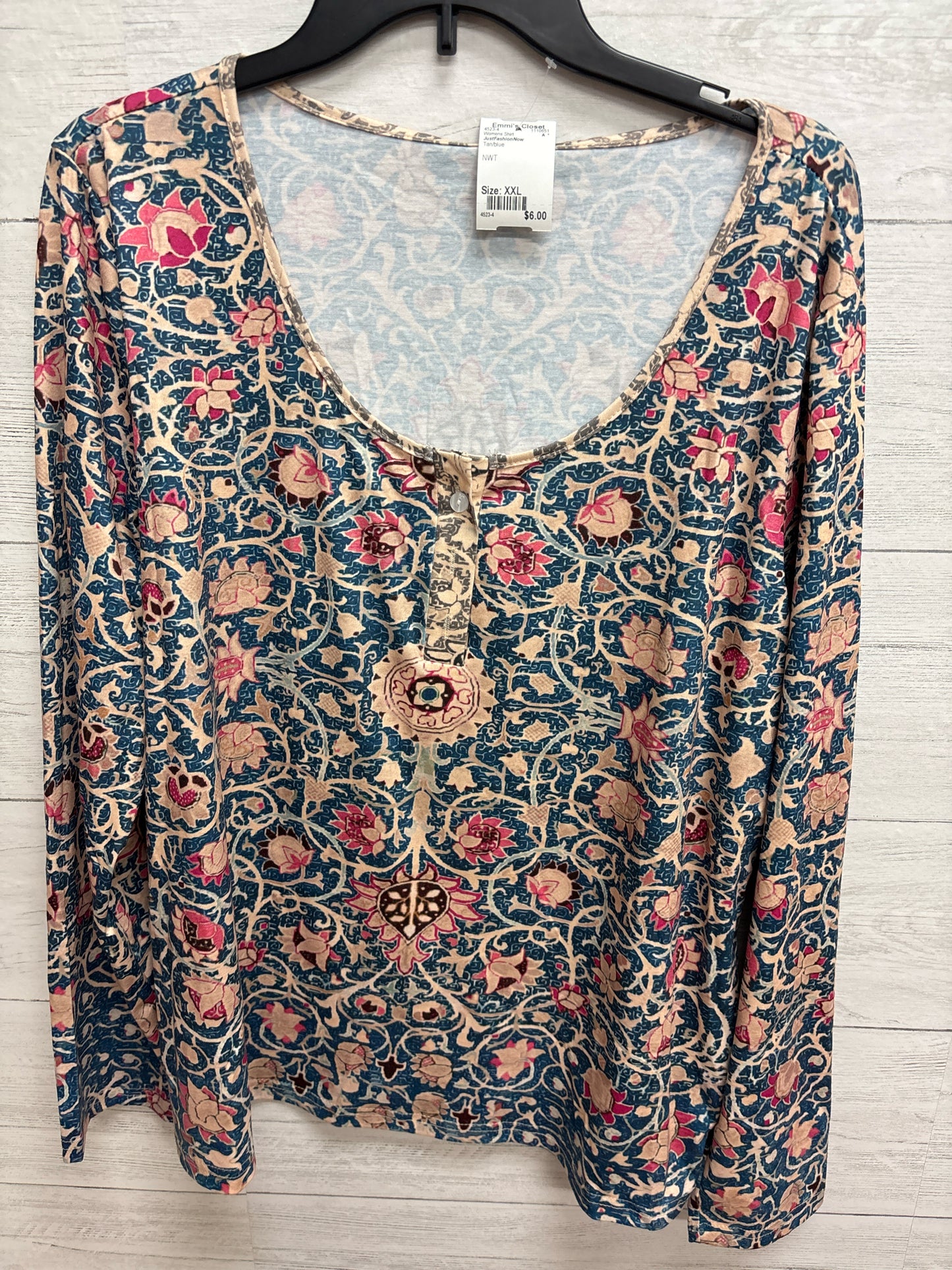 Size XXL JustFashionNow Tan/blue Womens Shirt