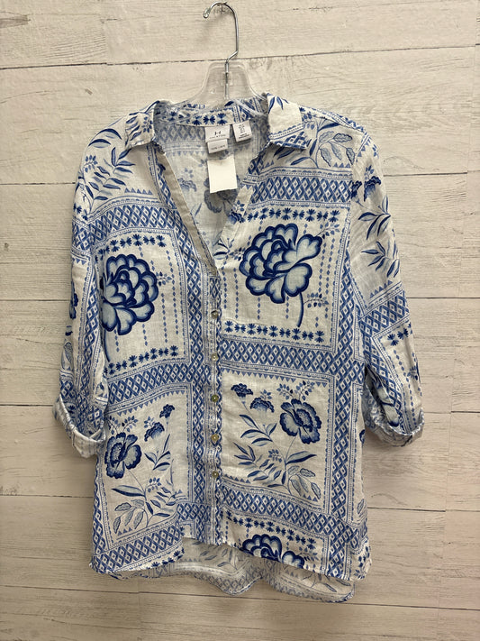 Size S Halston Blue/White Shirt