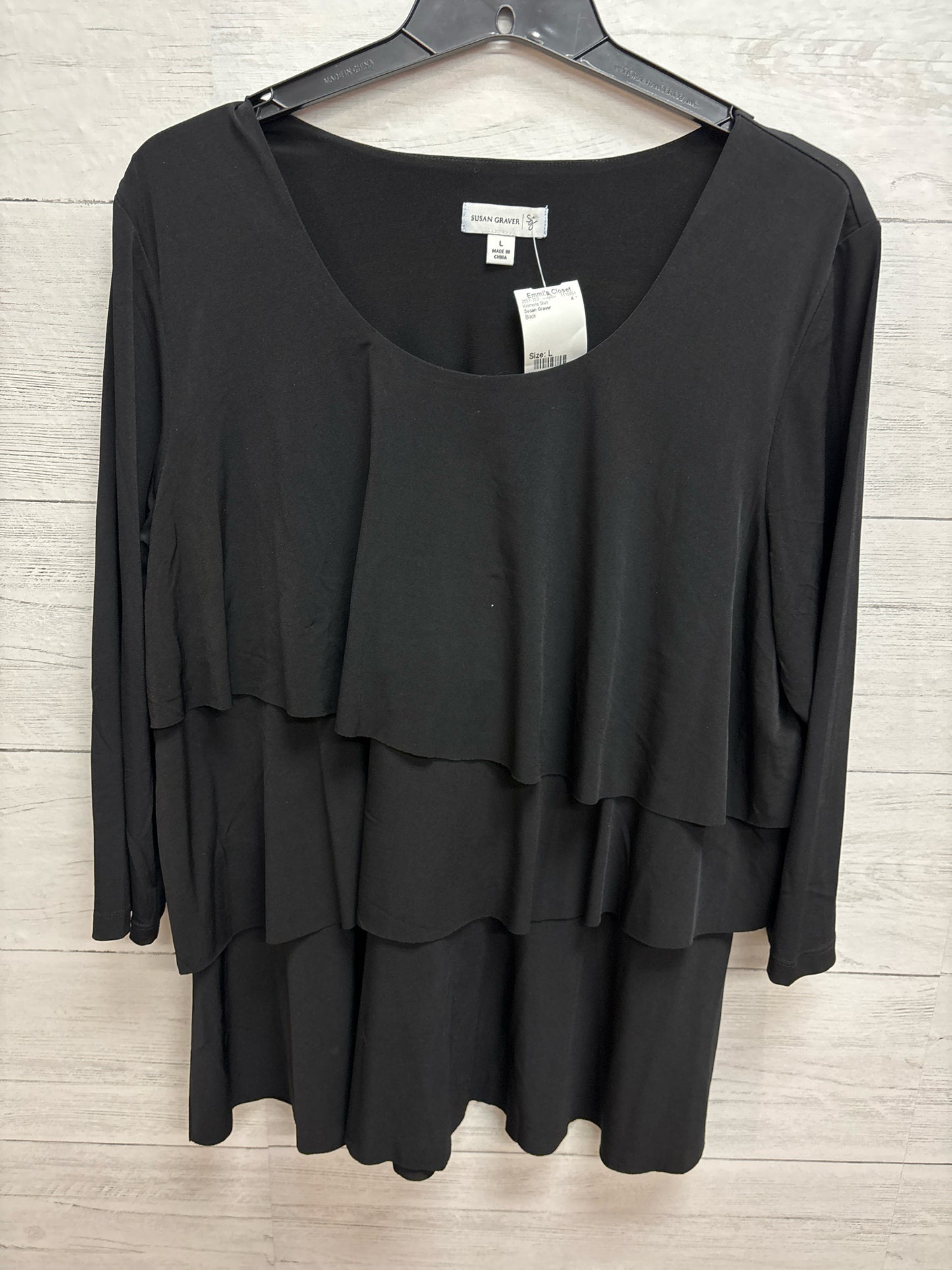 Size L Susan Graver Black Womens Shirt