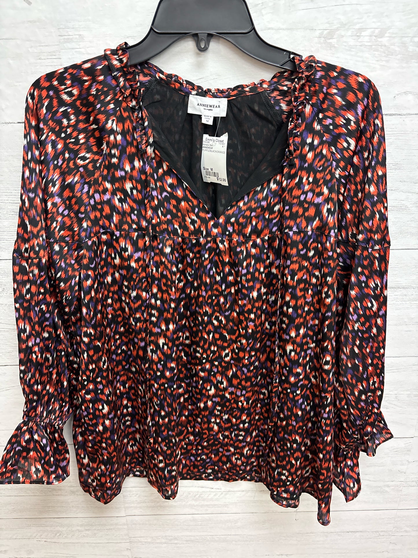 Size M ANNIEWEAR PURPLE/BLACK/ORANGE Womens Shirt