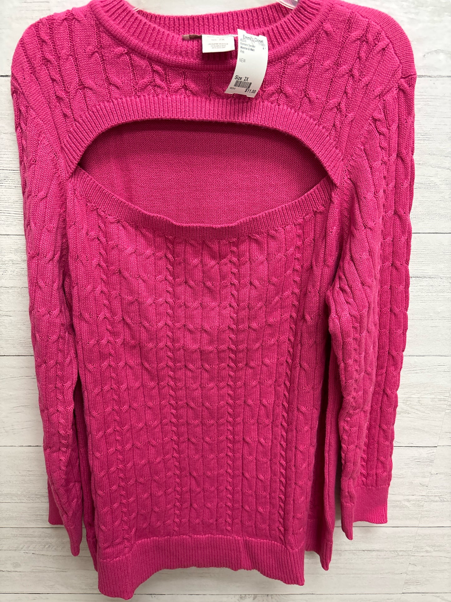 Size 2X Monroe & Main Pink Womens Sweater