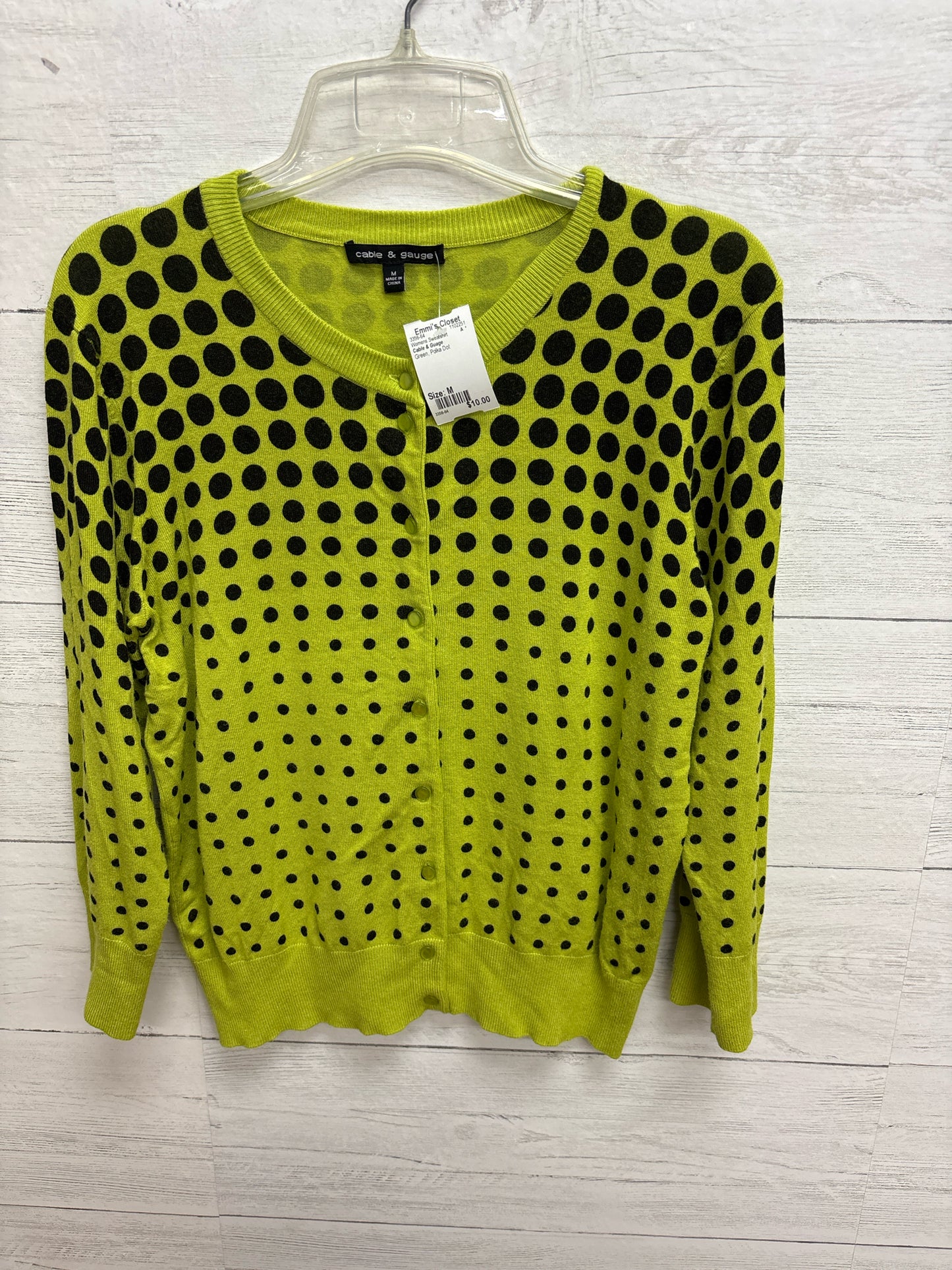 Size M Cable & Guage Green Womens Sweatshirt