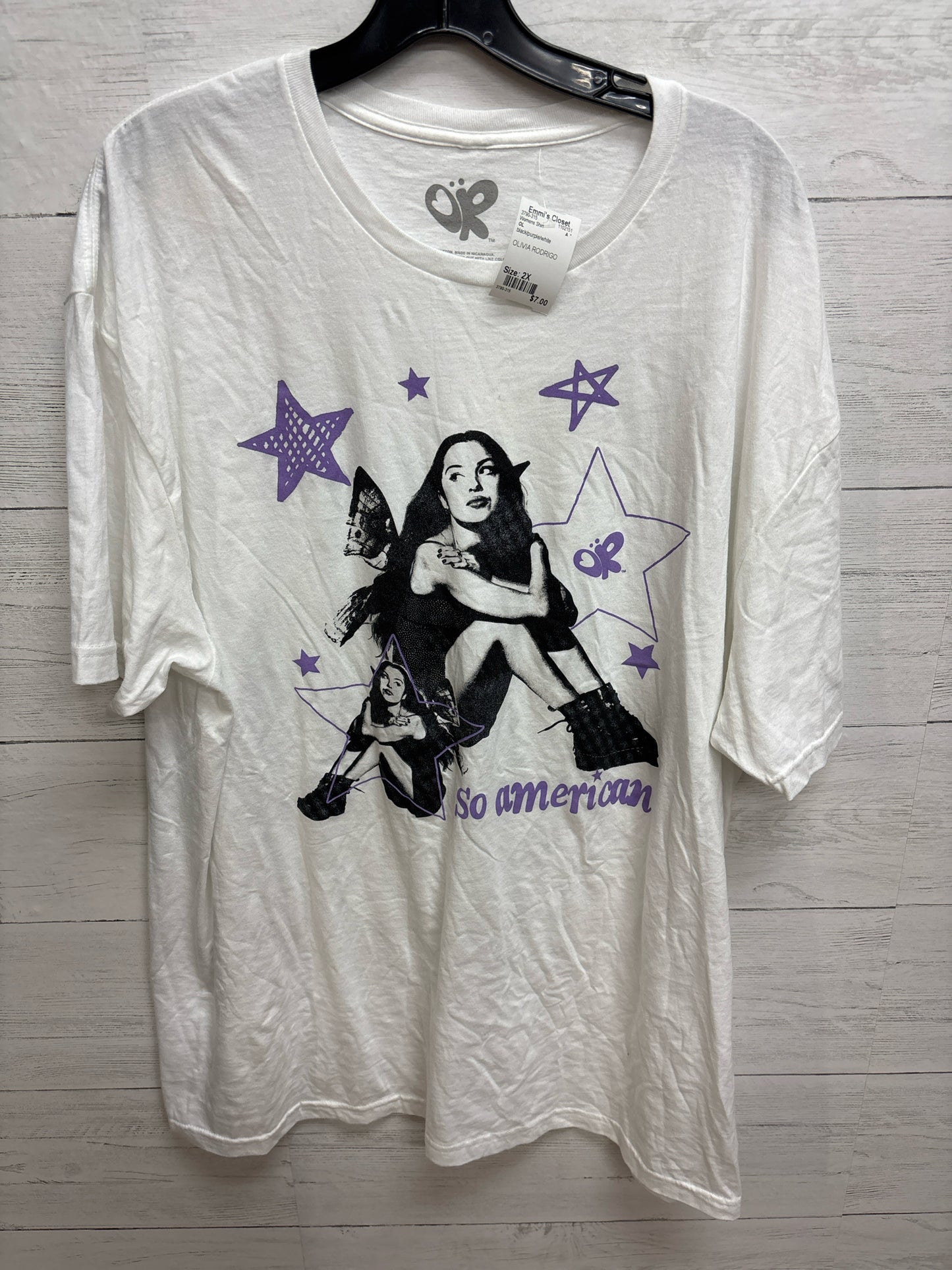 Size 2X OL black/purple/white Womens Shirt