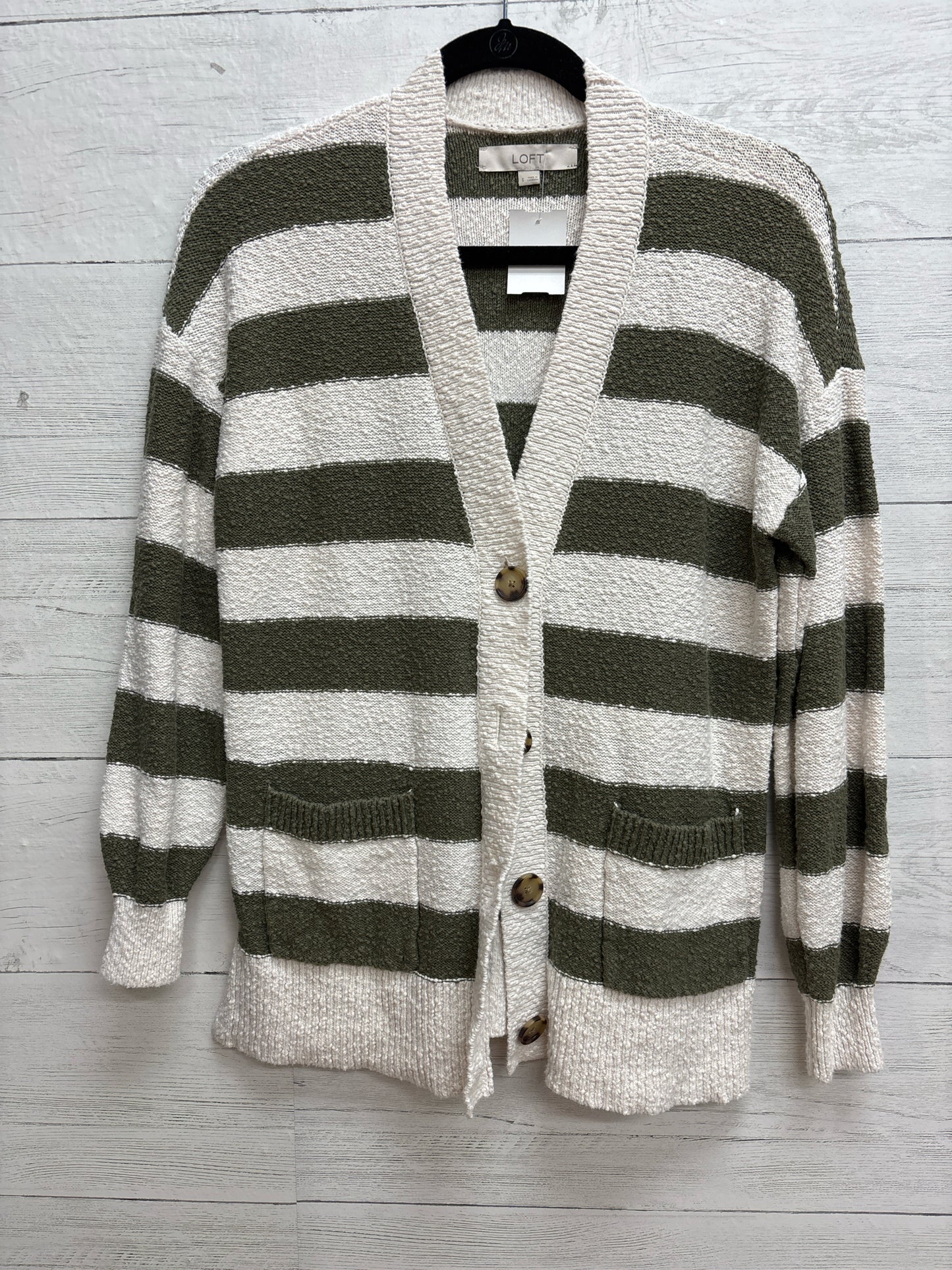 Size S Loft Green/White Womens Sweater