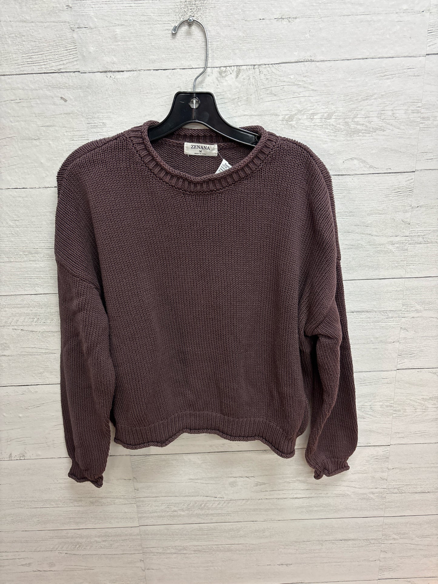 Size M Zenana Brown Womens Sweater