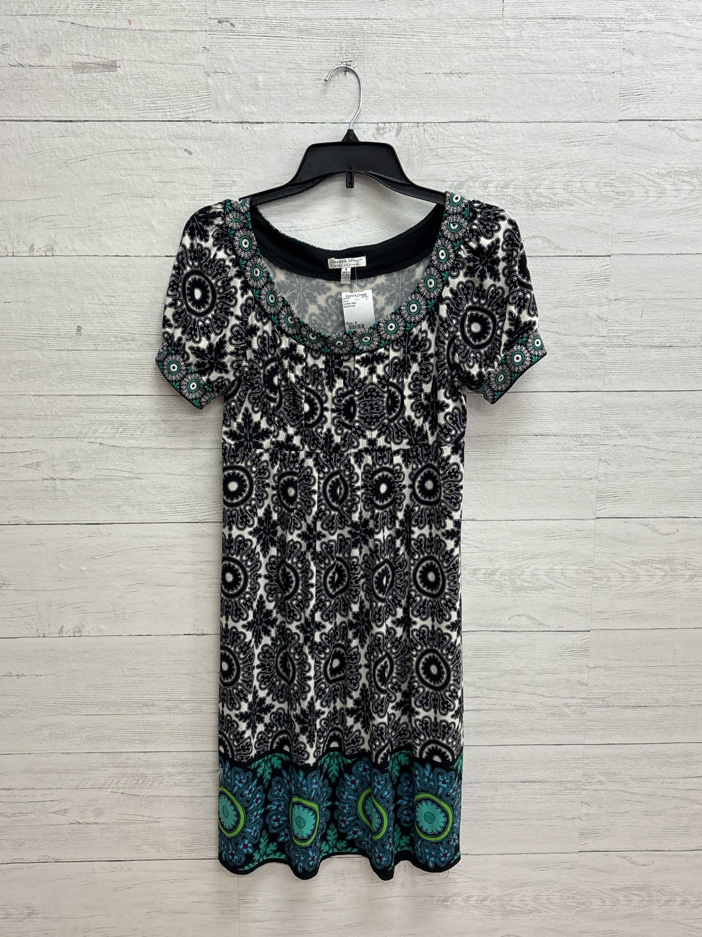 Size 6 London Style Black/Green Dress