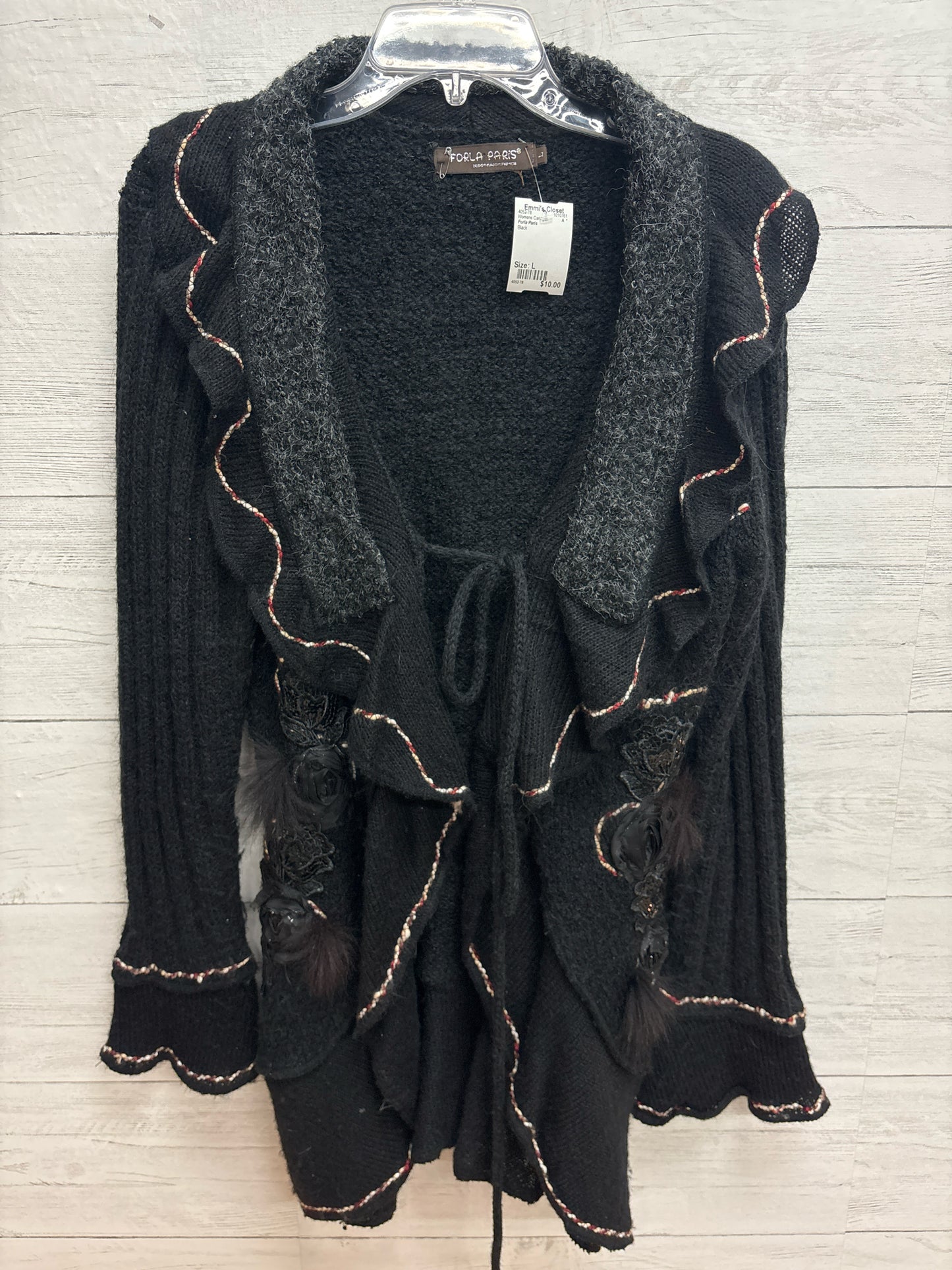 Size L Forla Paris Black Womens Cardigan