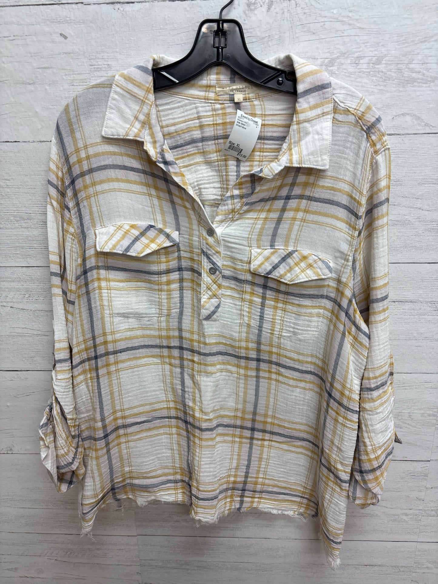 Size XL Side Stitch White/Yellow Womens Shirt