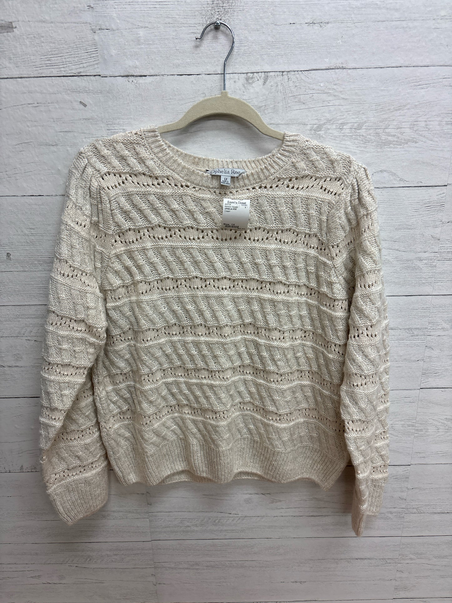Size 1X OPHELIA ROE Cream Womens Sweater