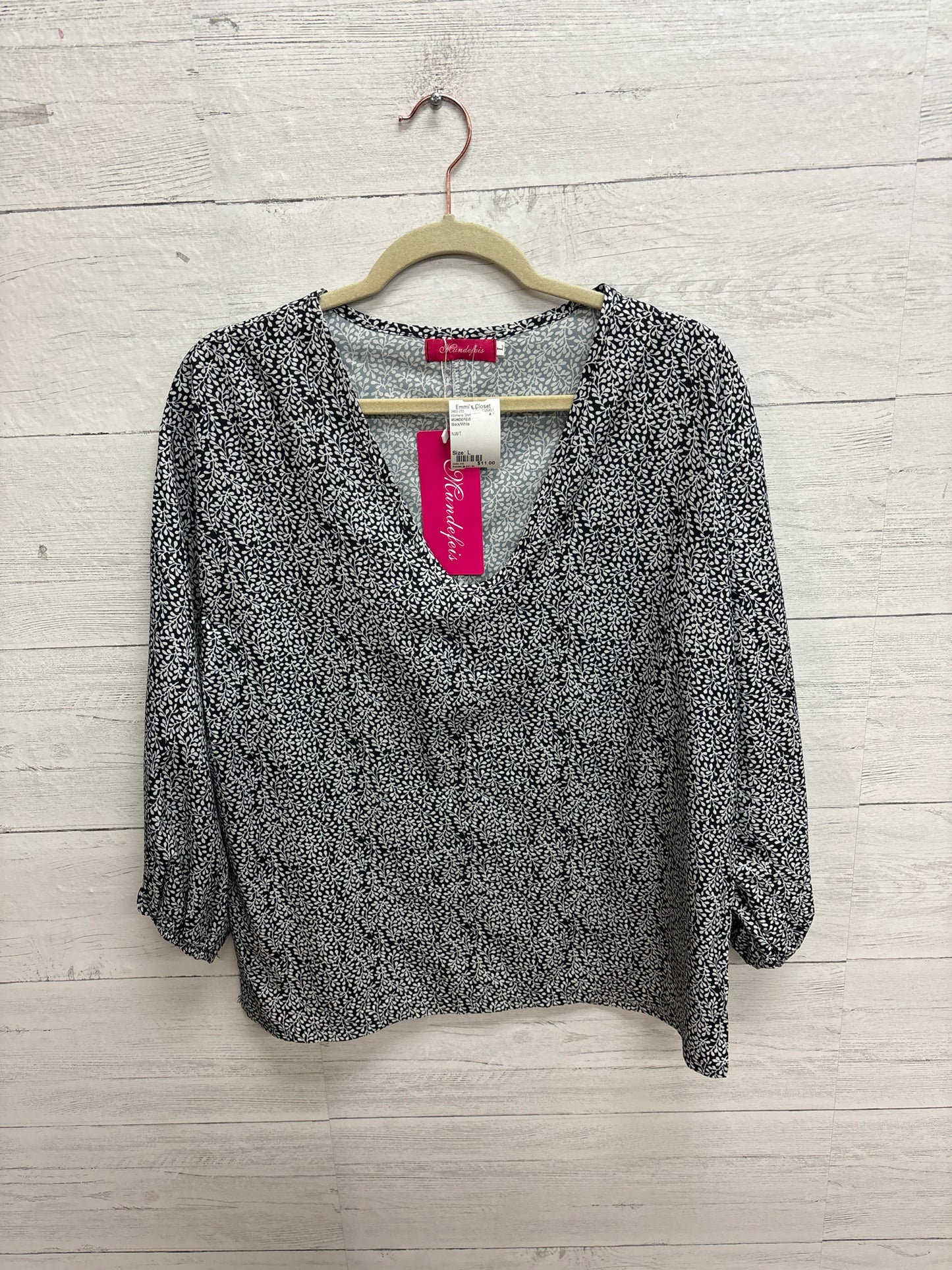 Size L MUNDEFEIS Black/White Womens Shirt