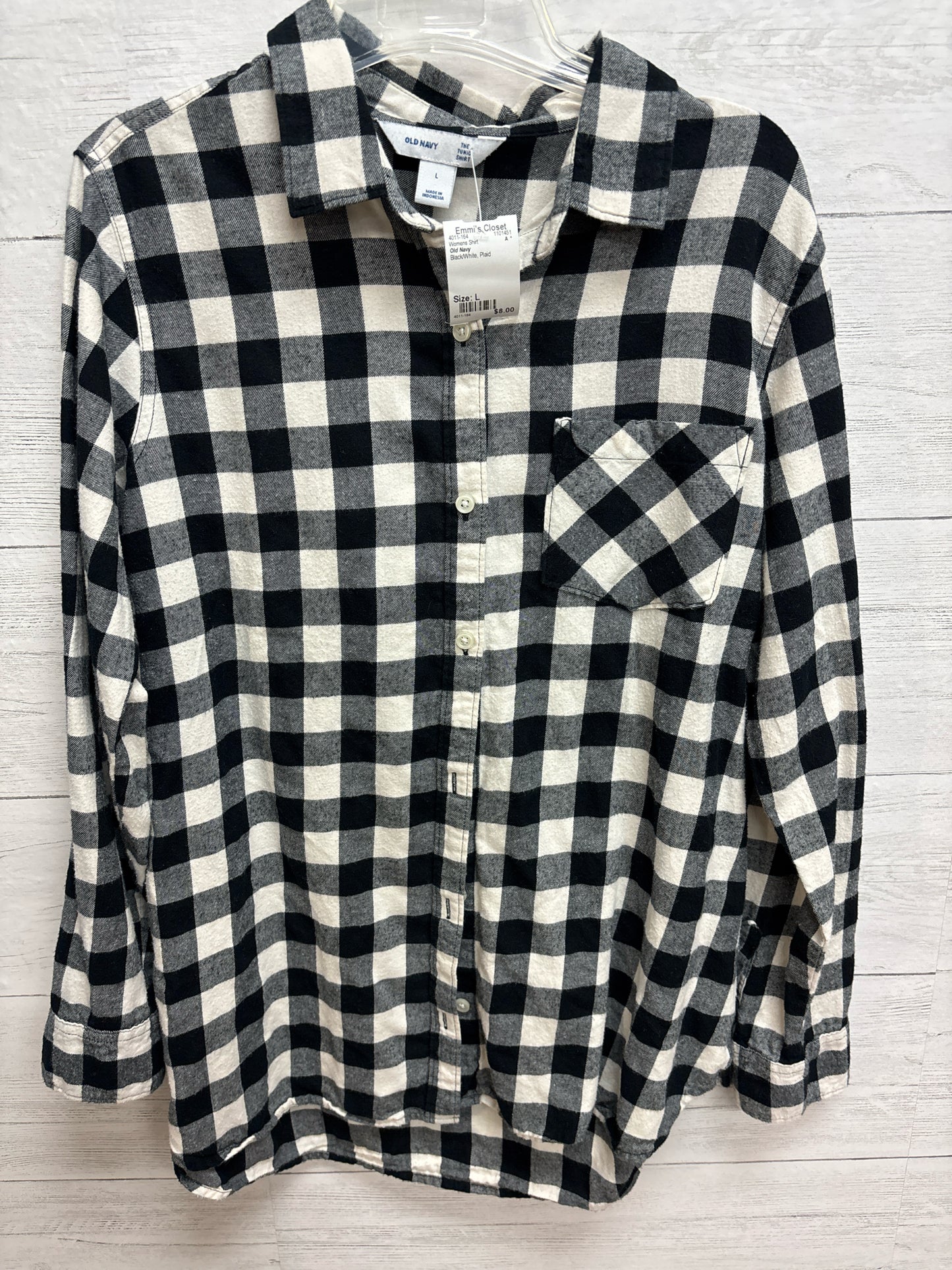 Size L Old Navy Black/White Womens Shirt