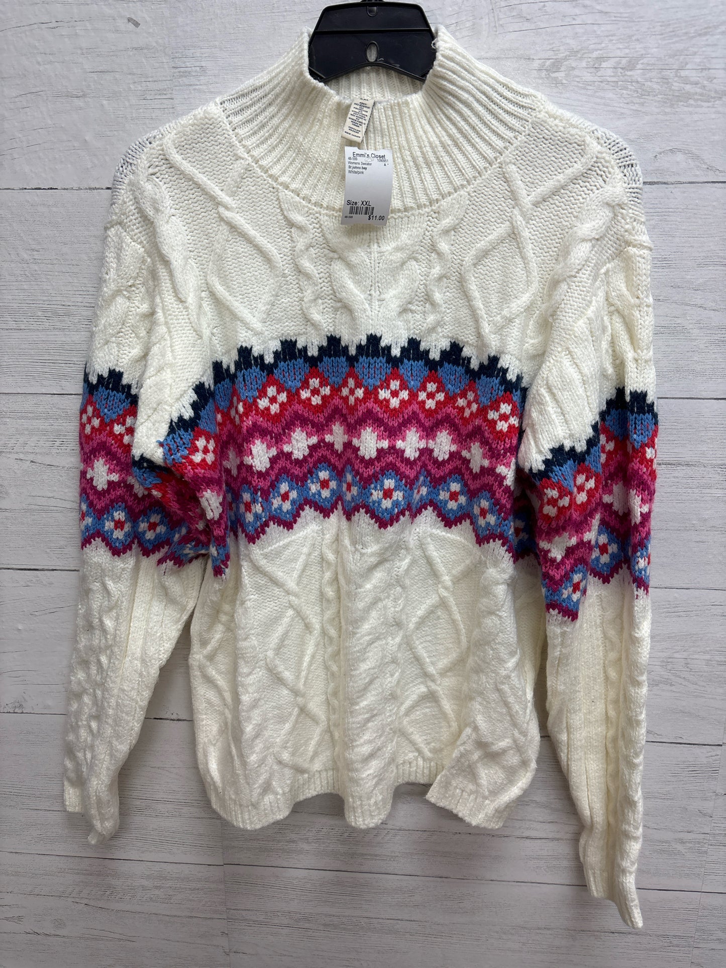 Size XXL St johns bay White/pink Womens Sweater