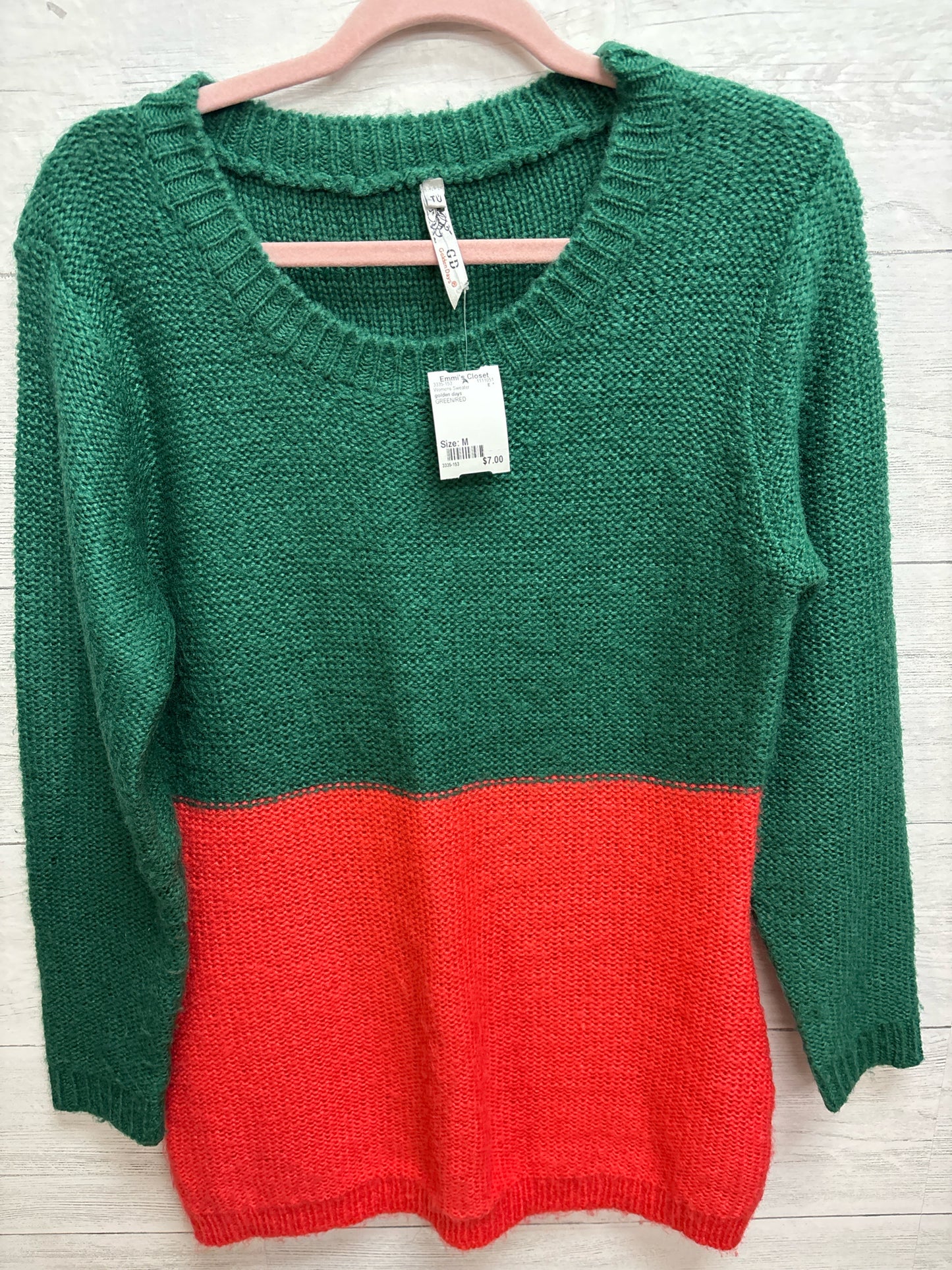 Size M golden days GREEN/RED Womens Sweater