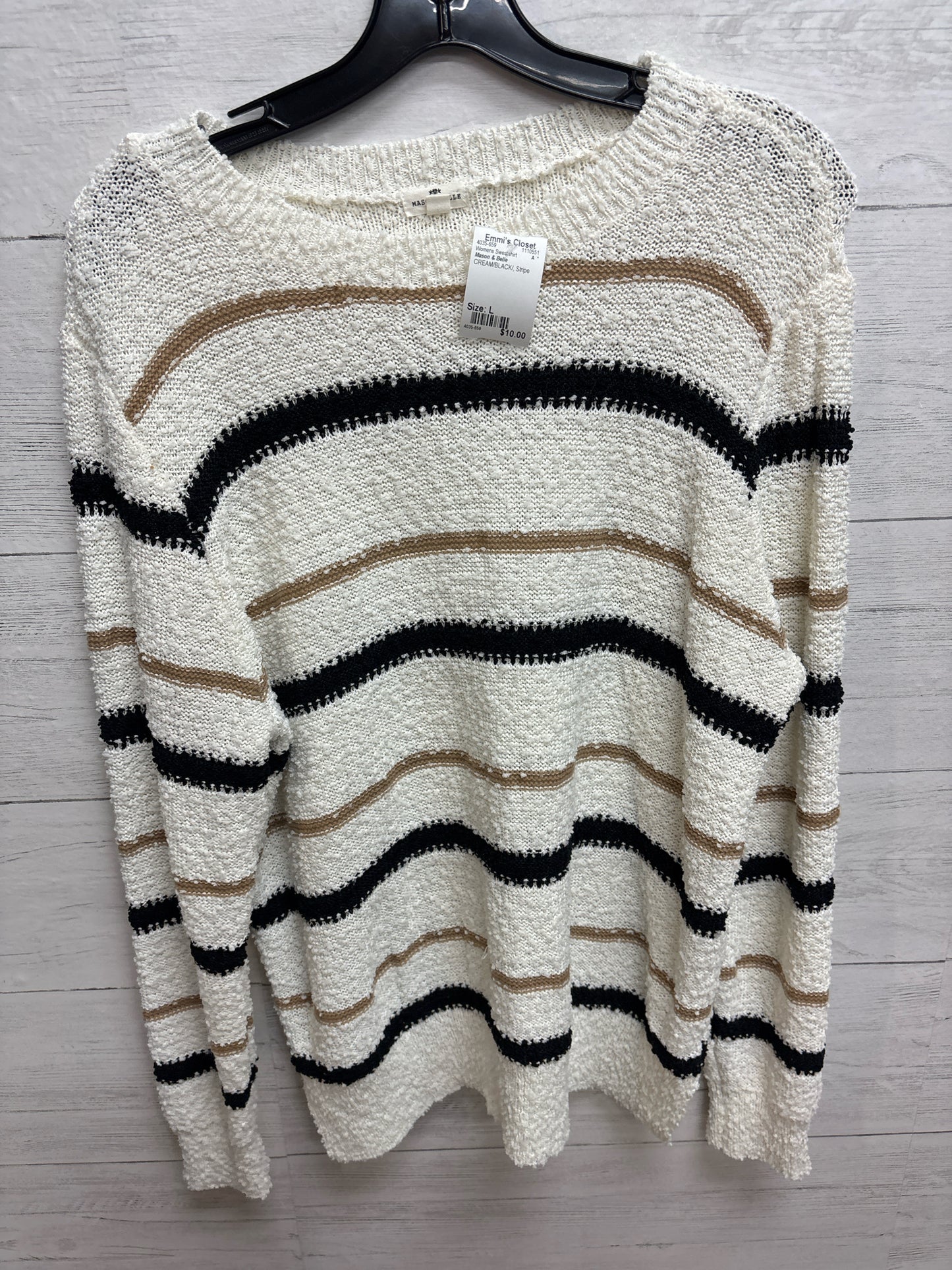 Size L Mason & Belle CREAM/BLACK/ Womens Sweatshirt