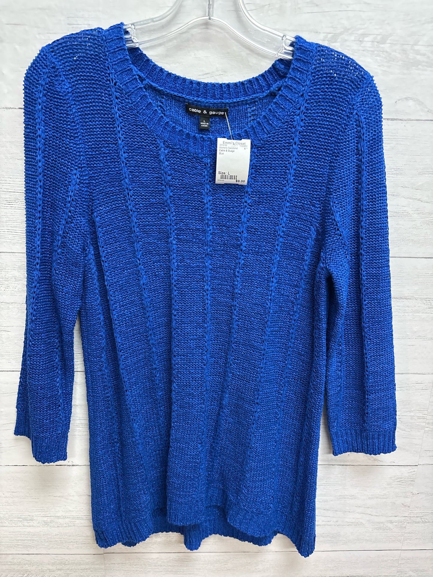 Size L Cable & Guage Blue Womens Sweater