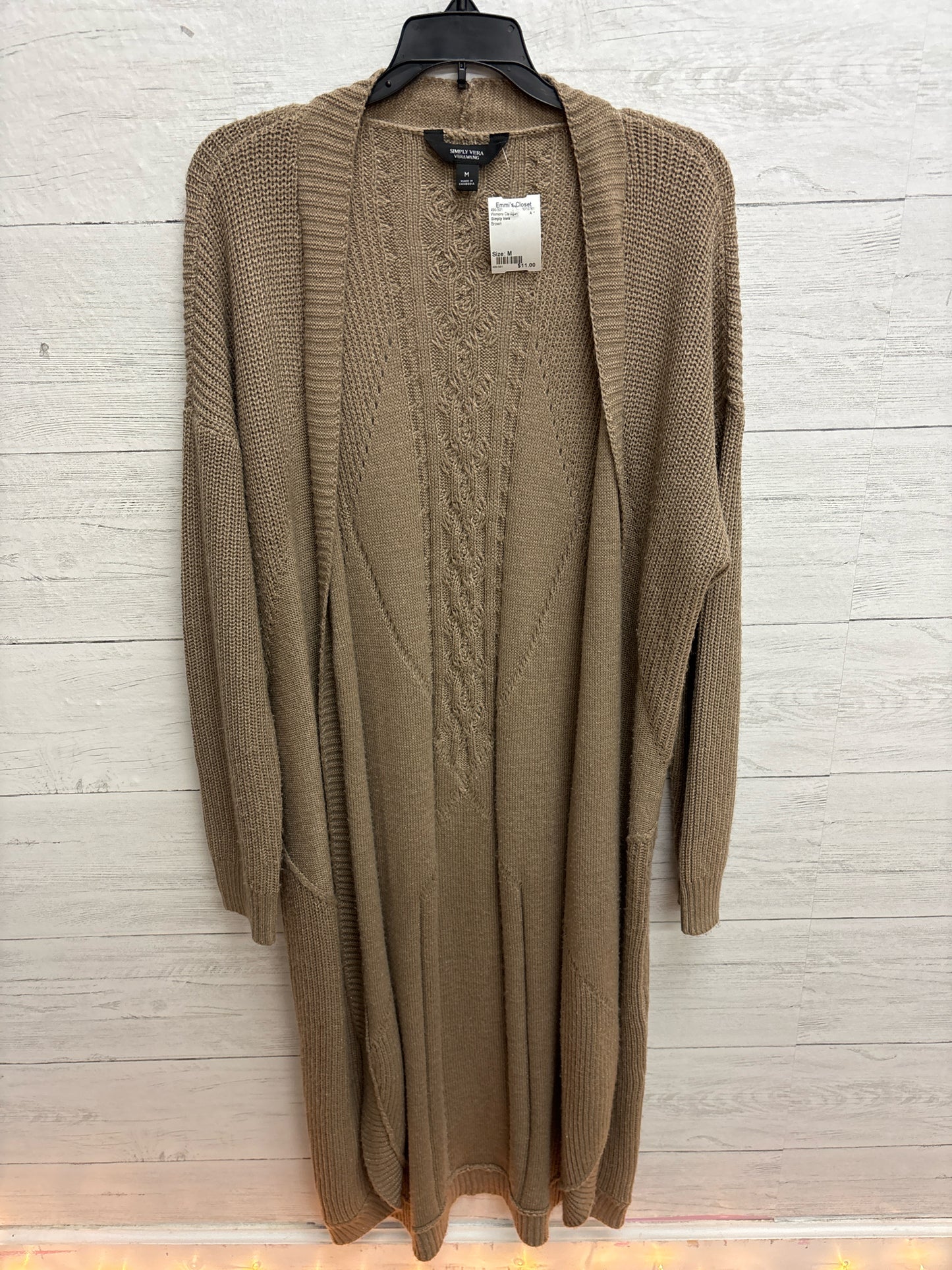 Size M Simply Vera Brown Womens Cardigan