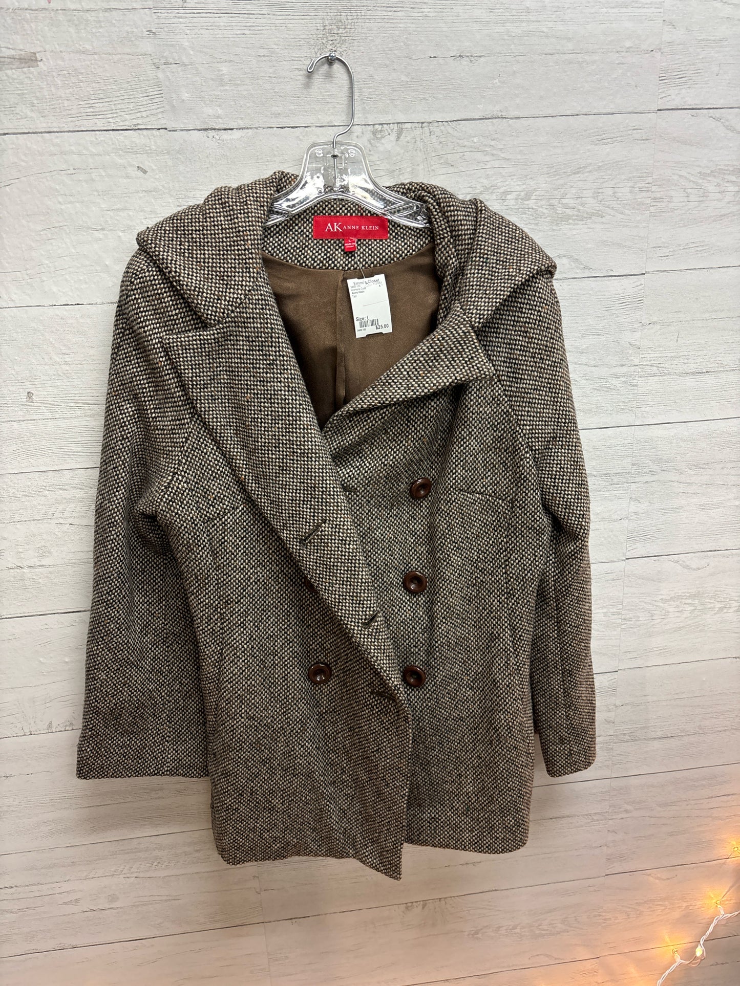 Size L Anne Klein Tan Womens Coat