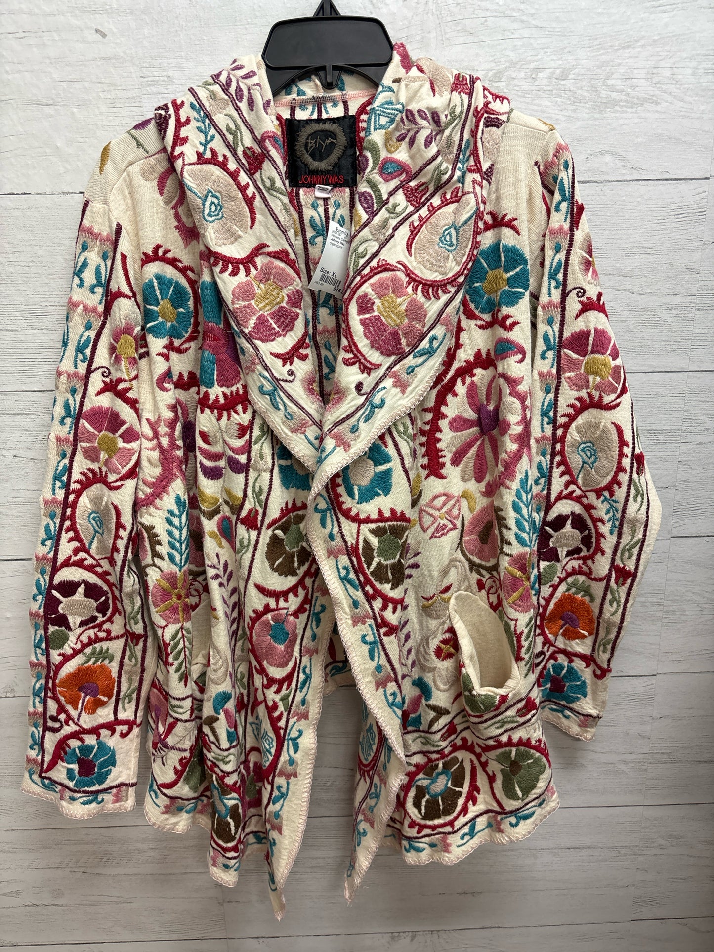 Size XL Johnny Was cream/pink Womens Cardigan