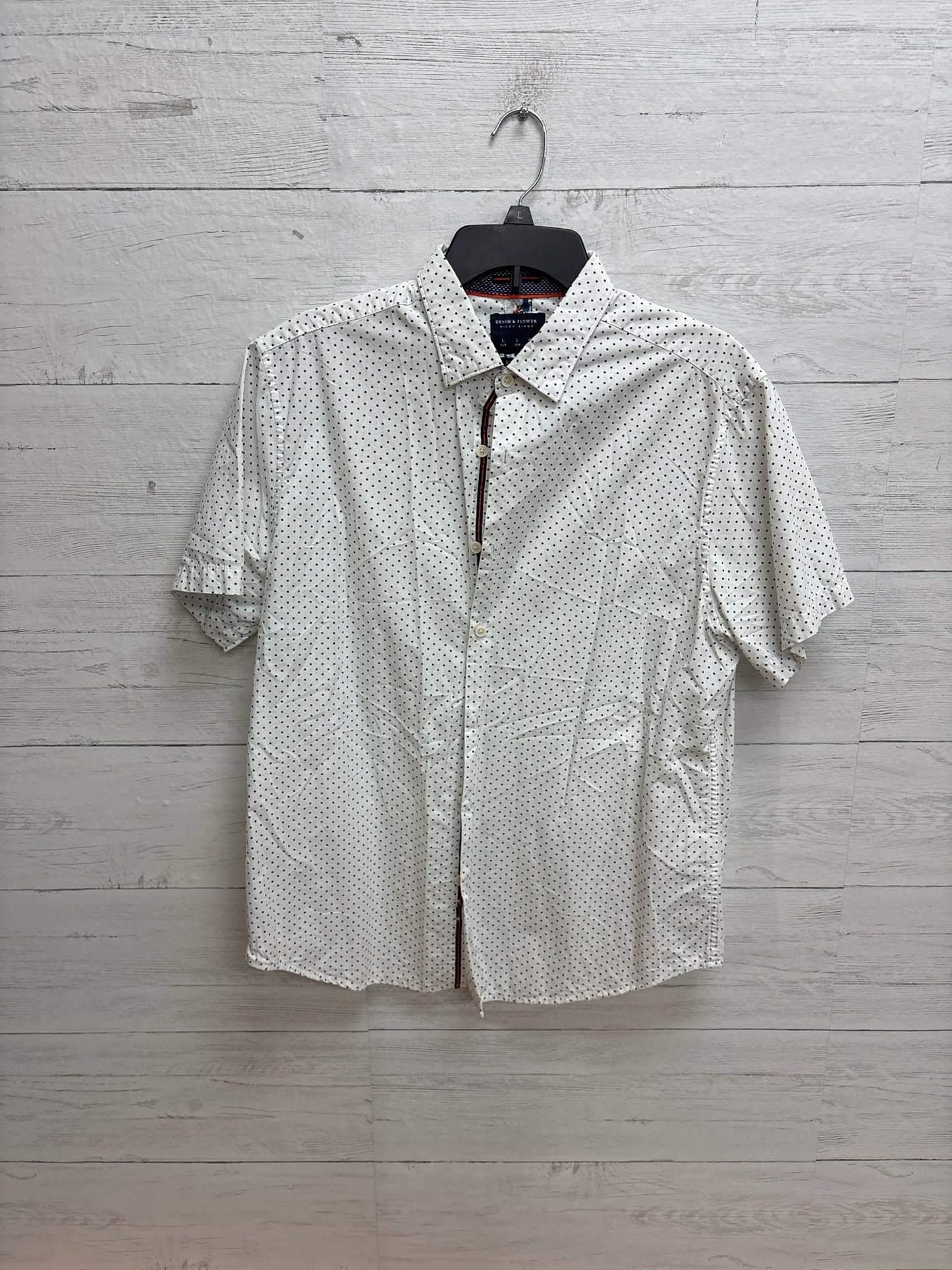 Size L Denim & Flower White/Blue Mens Shirt