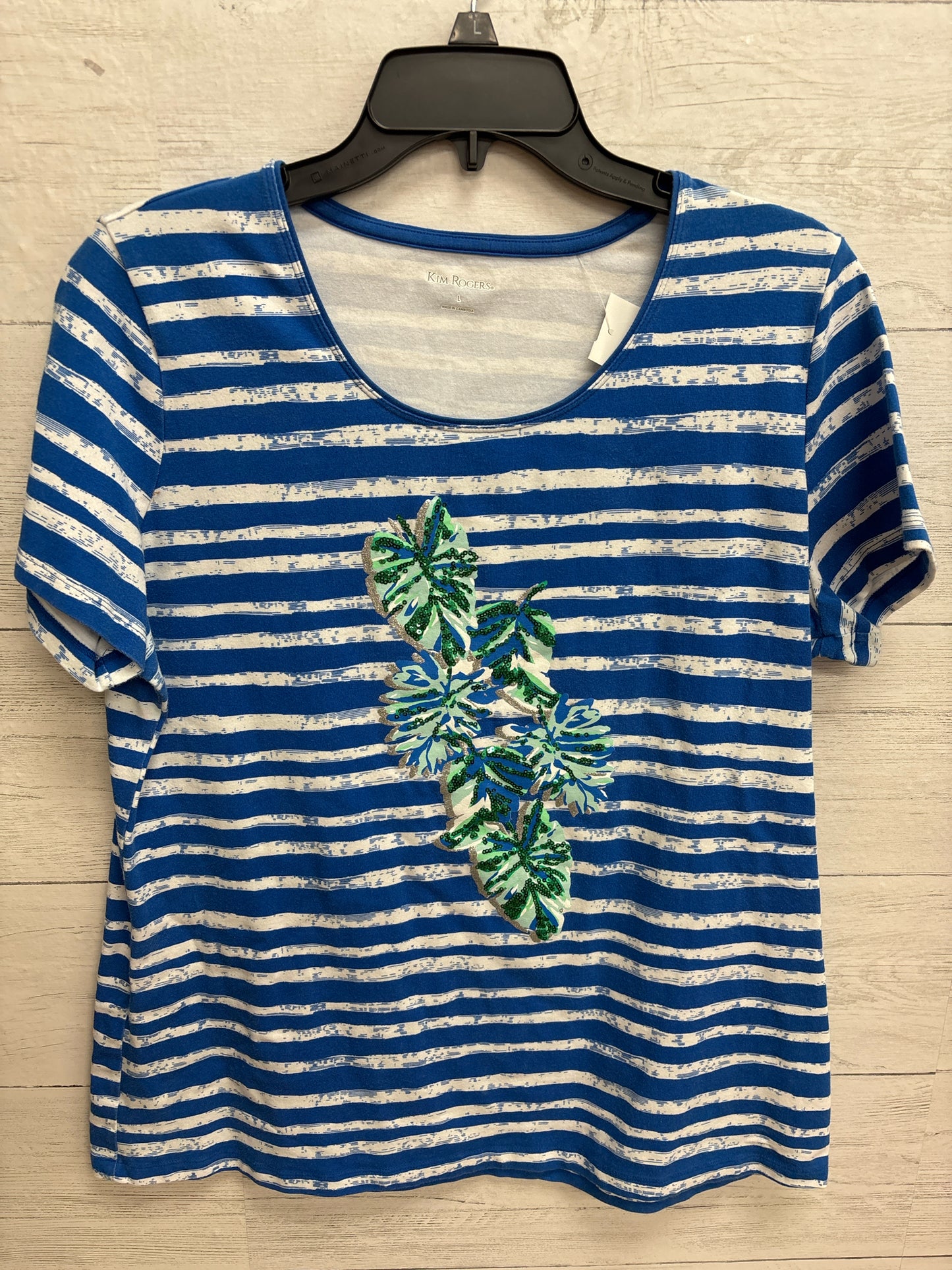 Size L Kim Rogers Blue/White Shirt