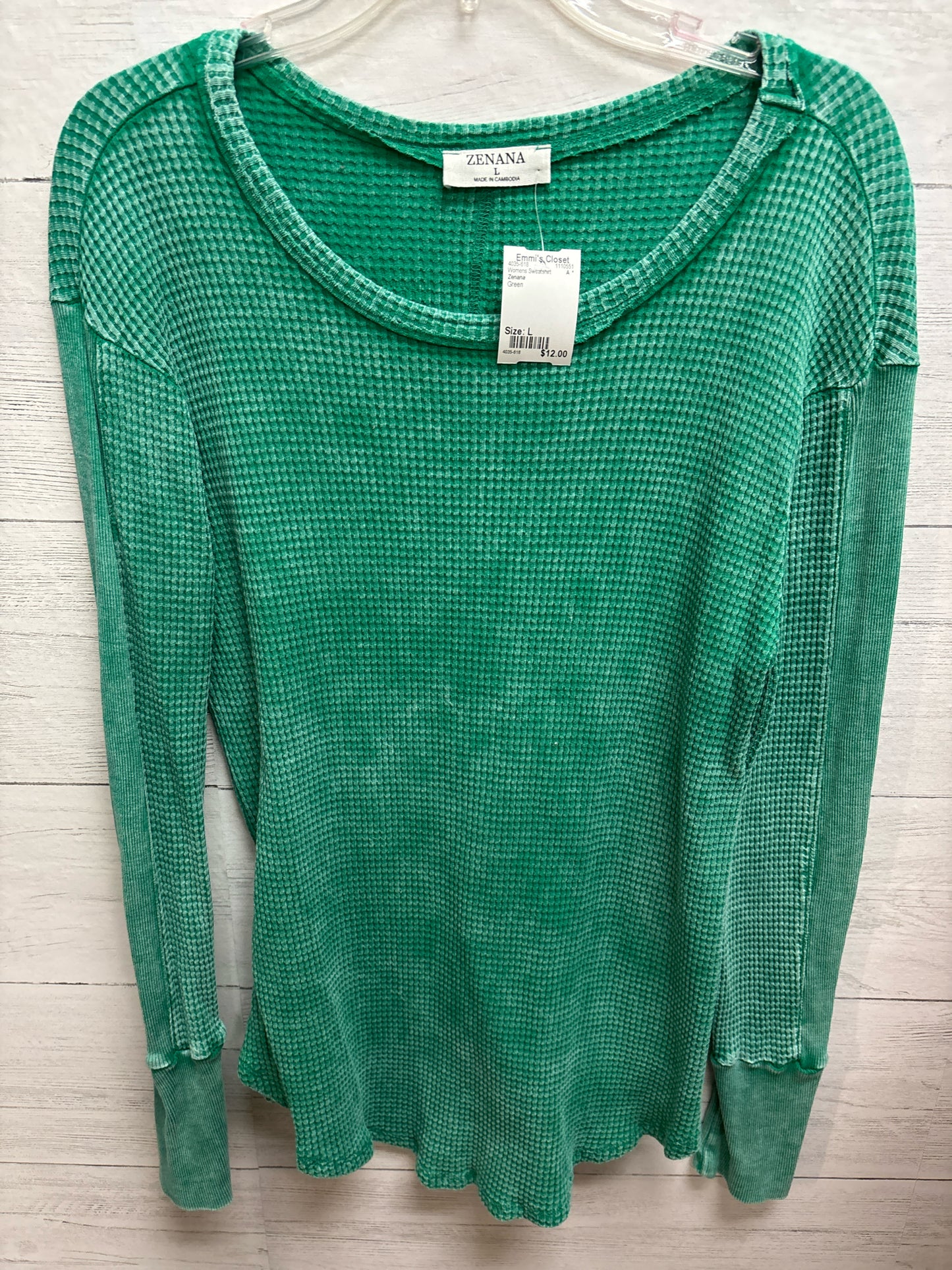 Size L Zenana Green Womens Sweatshirt