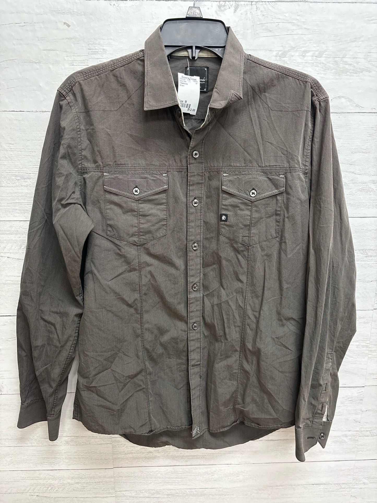 Size M 7 Diamonds Brown Mens Shirt
