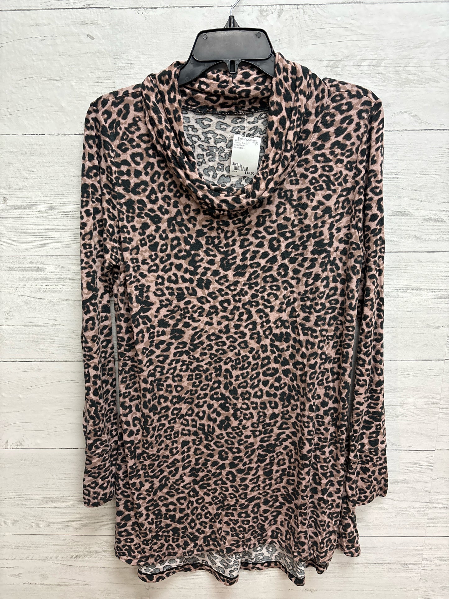Size L Cuddl Duds Brown/black Womens Shirt