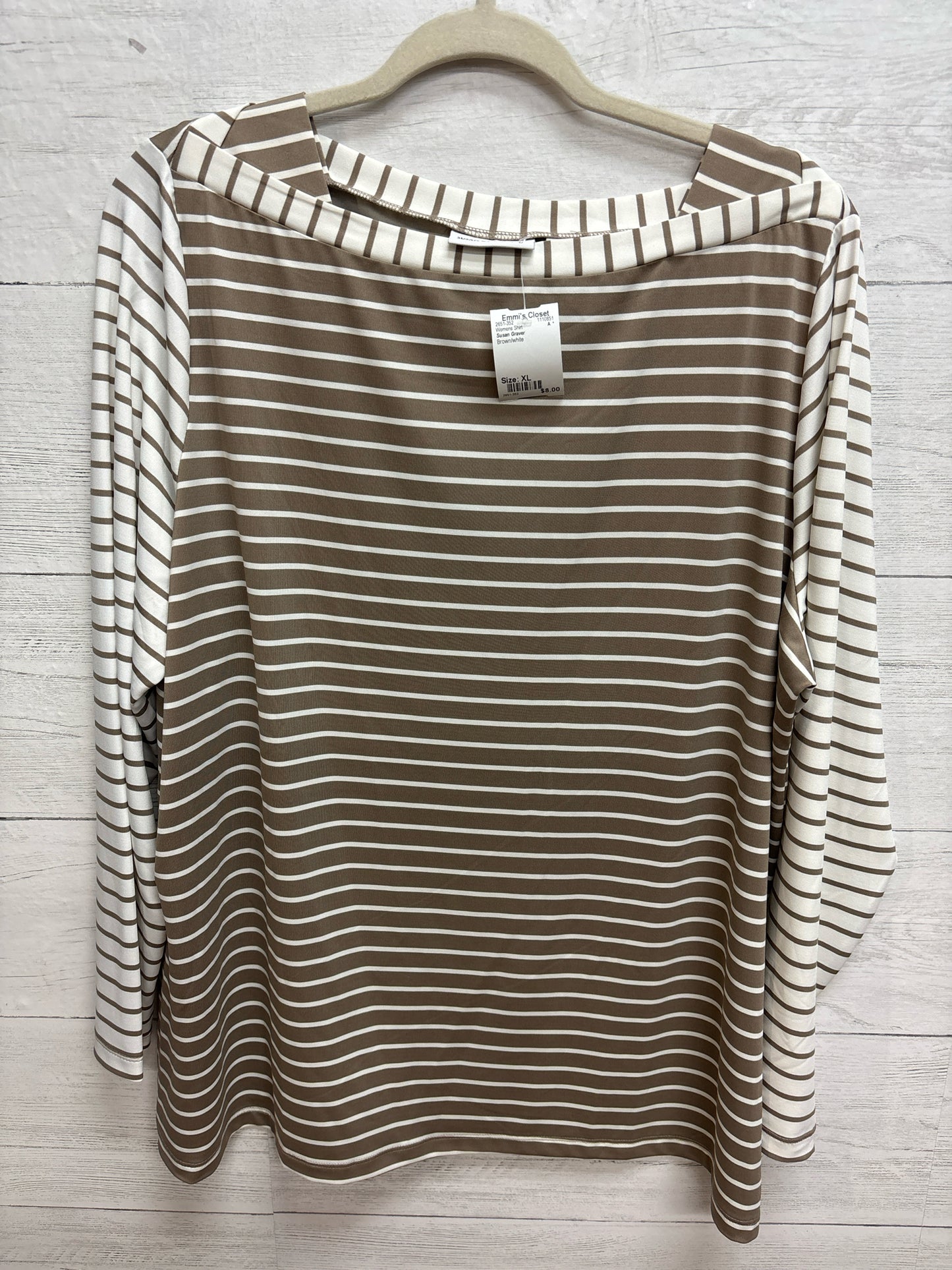 Size XL Susan Graver Brown/white Womens Shirt