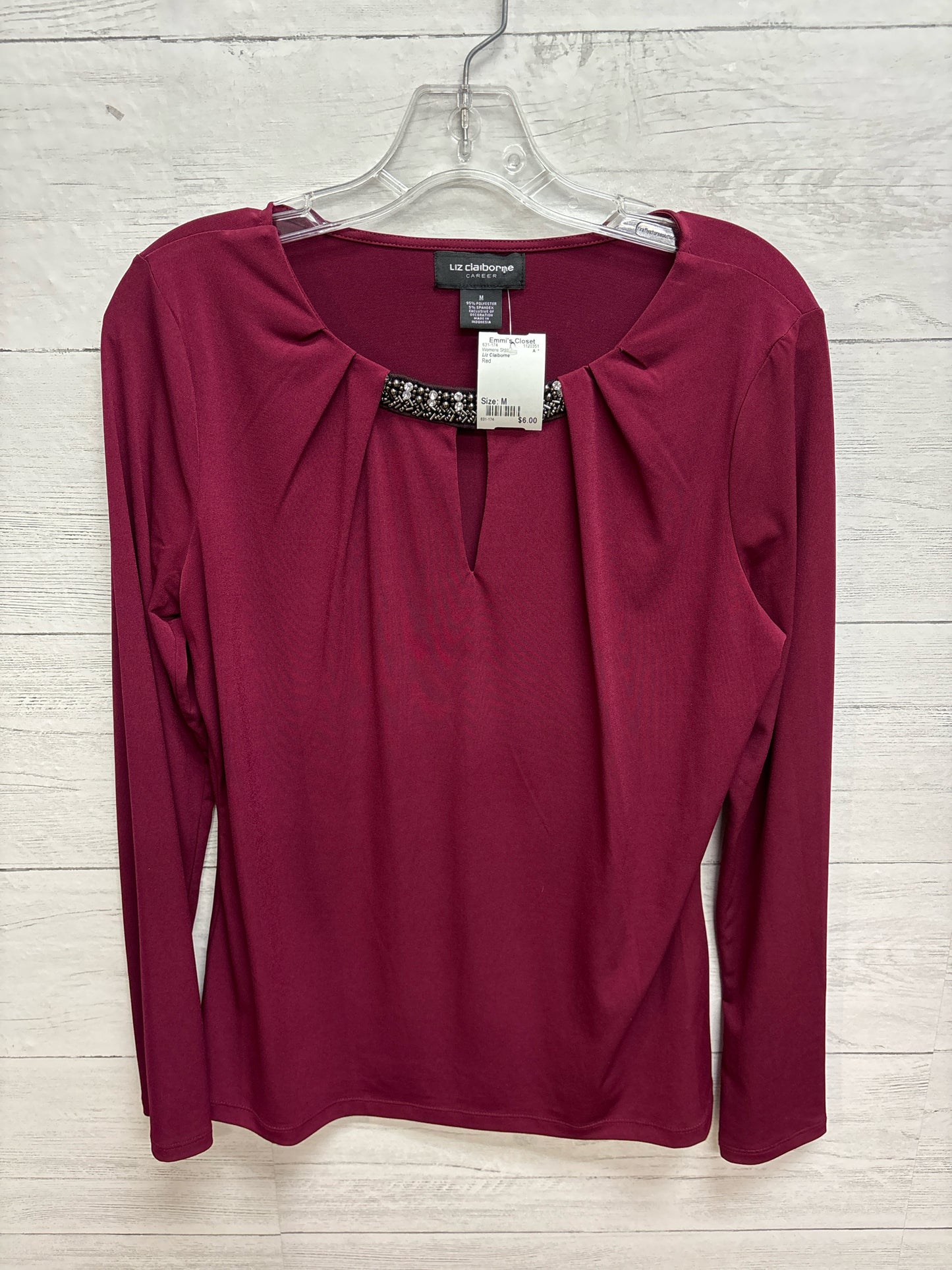 Size M Liz Claiborne Red Womens Shirt