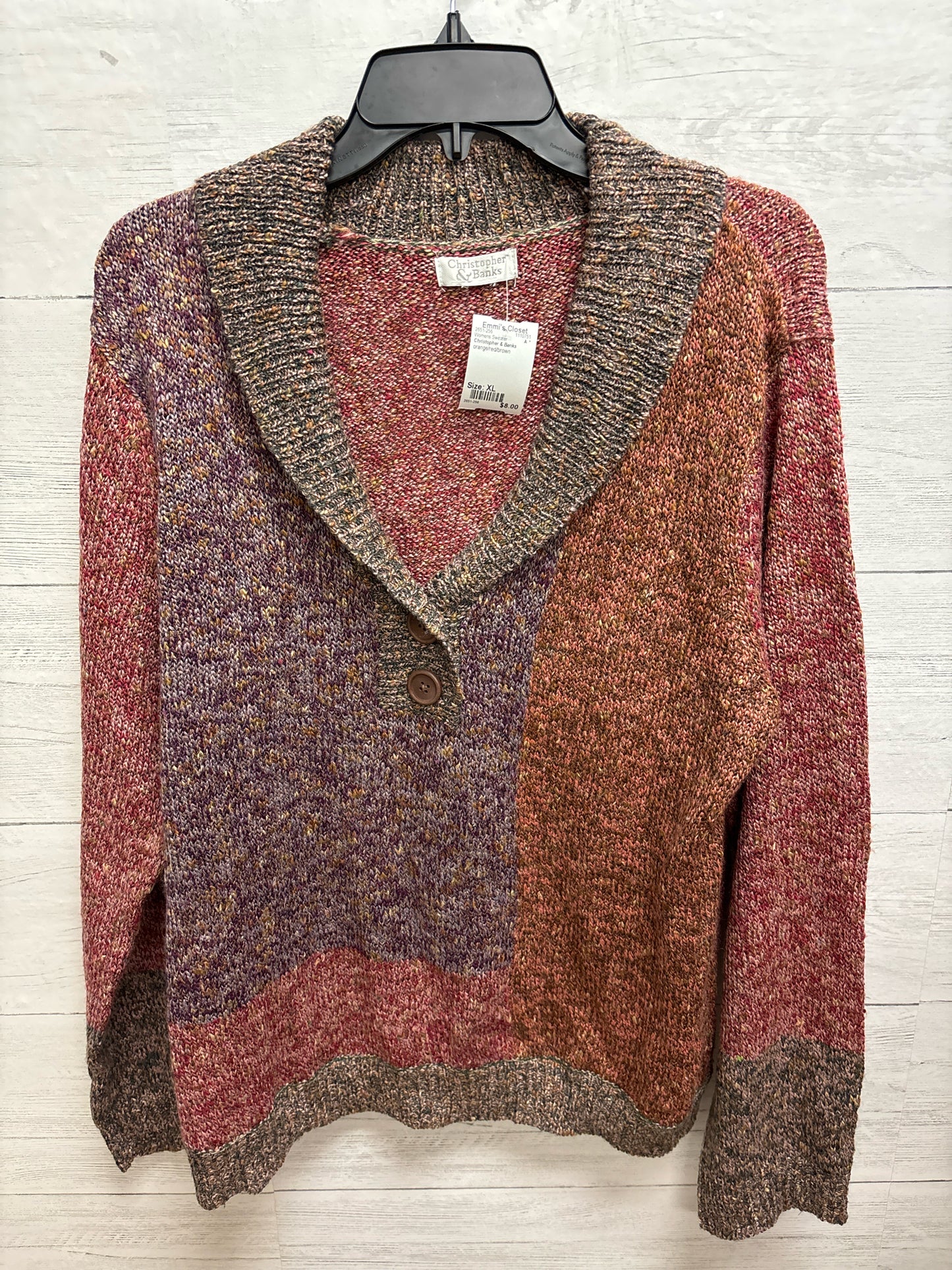 Size XL Christopher & Banks orange/red/brown Womens Sweater