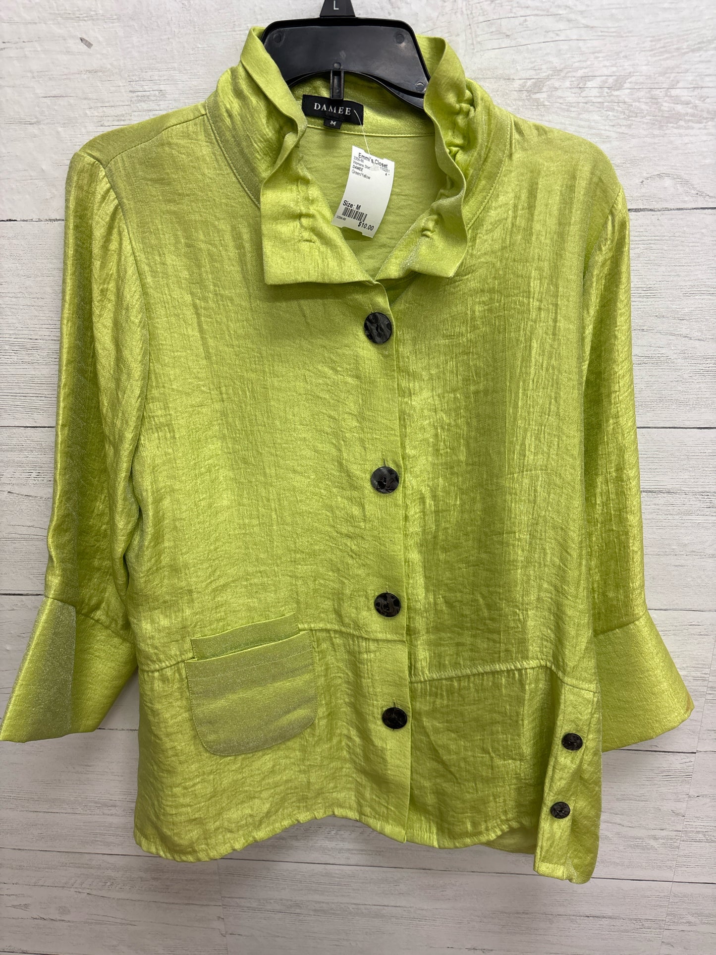 Size M DAMEE Green/Yellow Womens Shirt