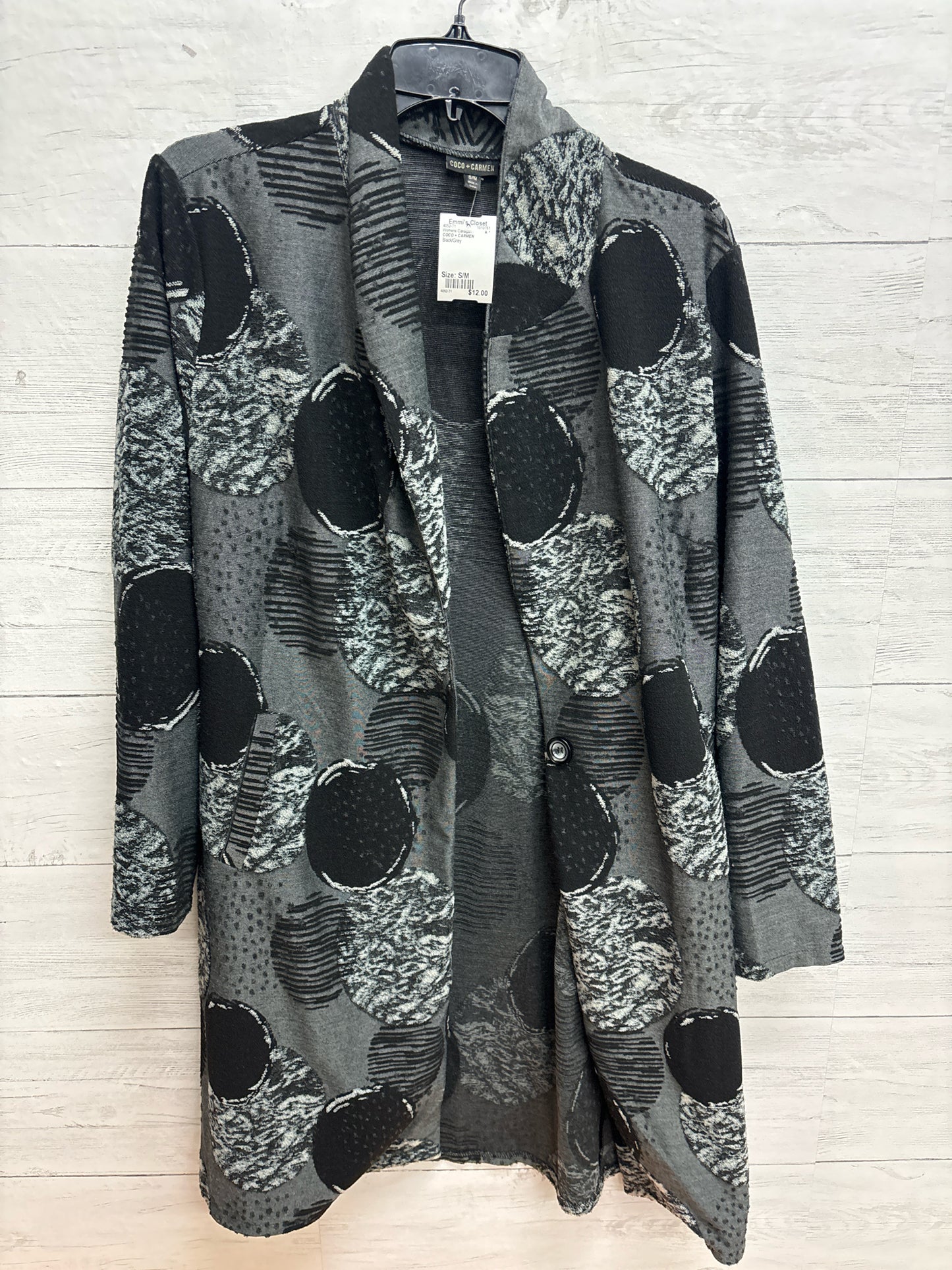 Size S/M COCO + CARMEN Black/Grey Womens Cardigan