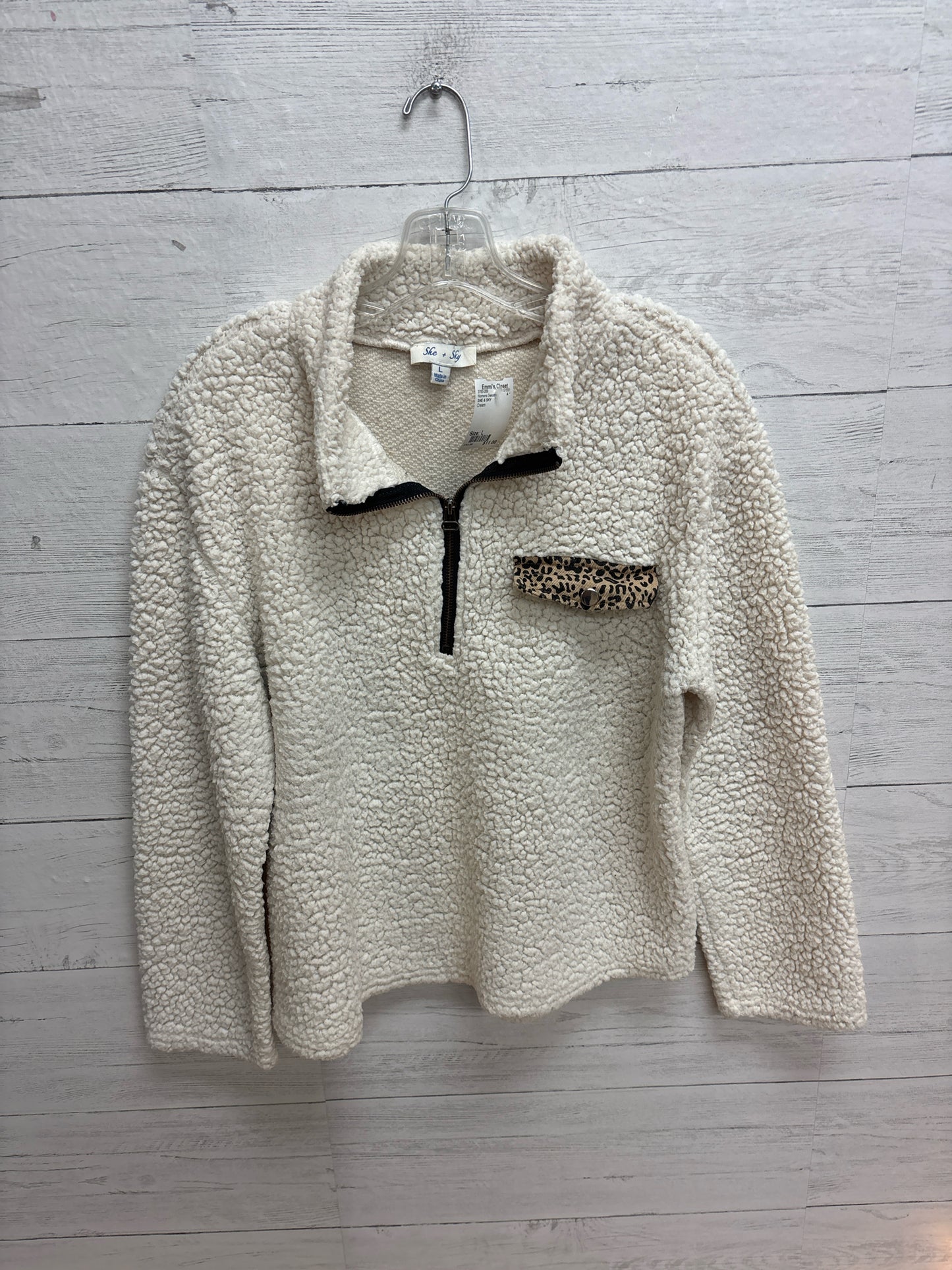 Size L SHE & SKY Cream Womens Sweater