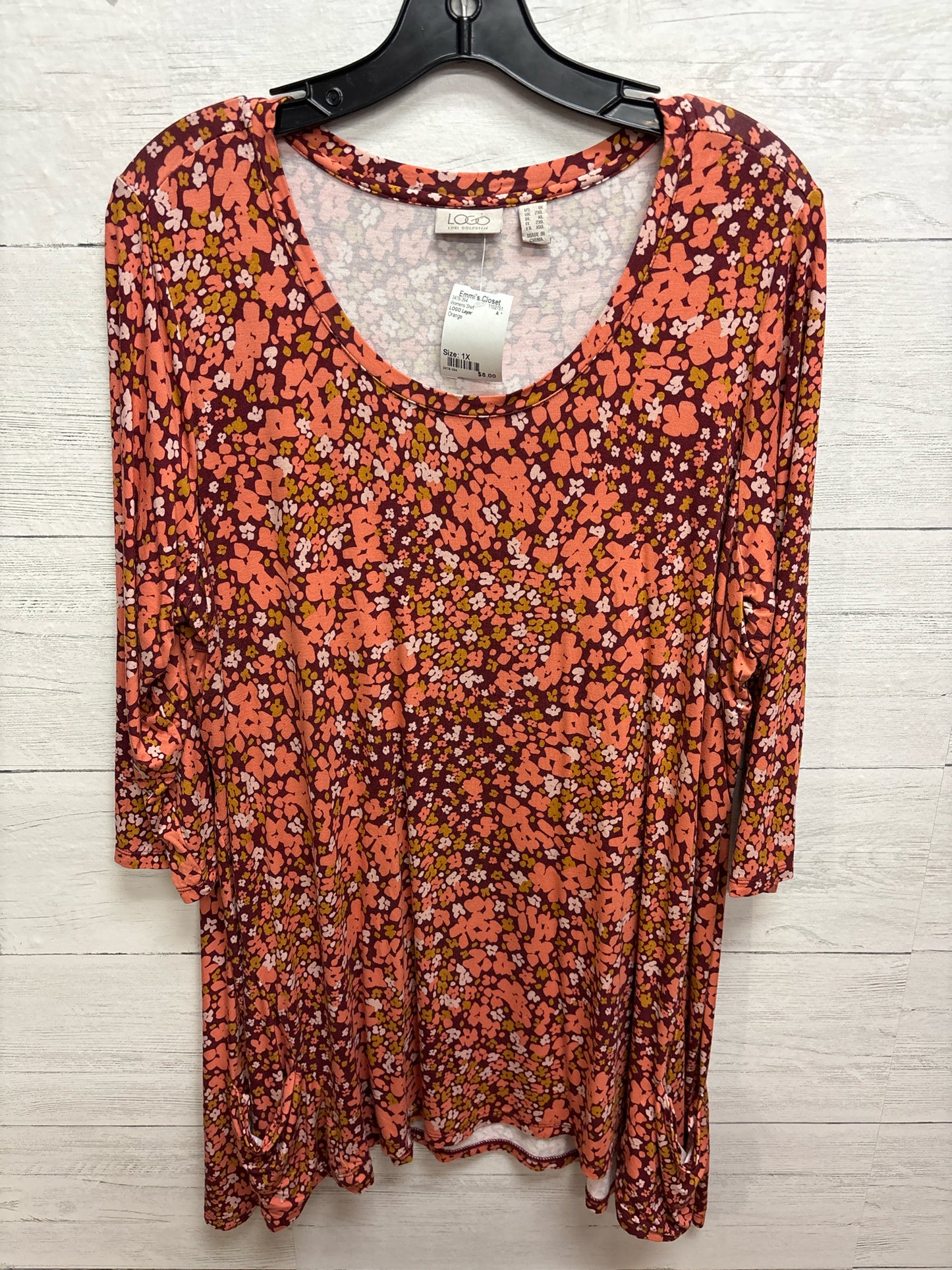 Size 1X LOGO Layer Orange Womens Shirt