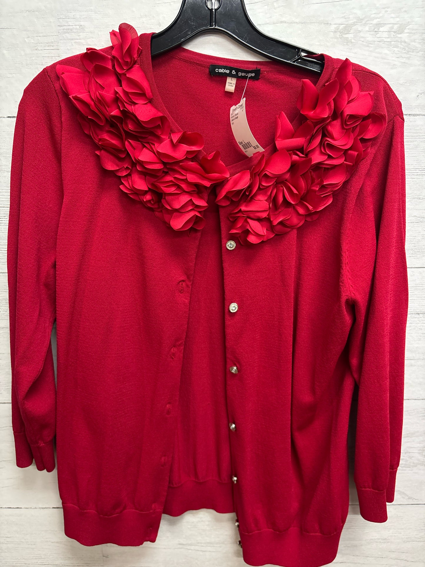 Size L Cable & Guage Red Womens Sweater