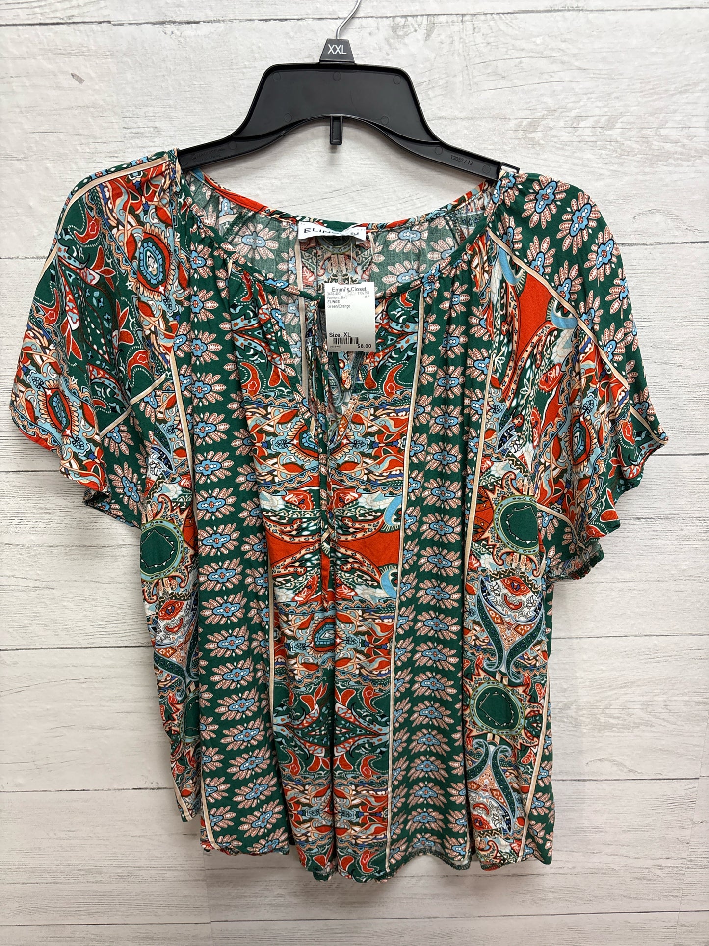Size XL ELINGS Green/Orange Womens Shirt