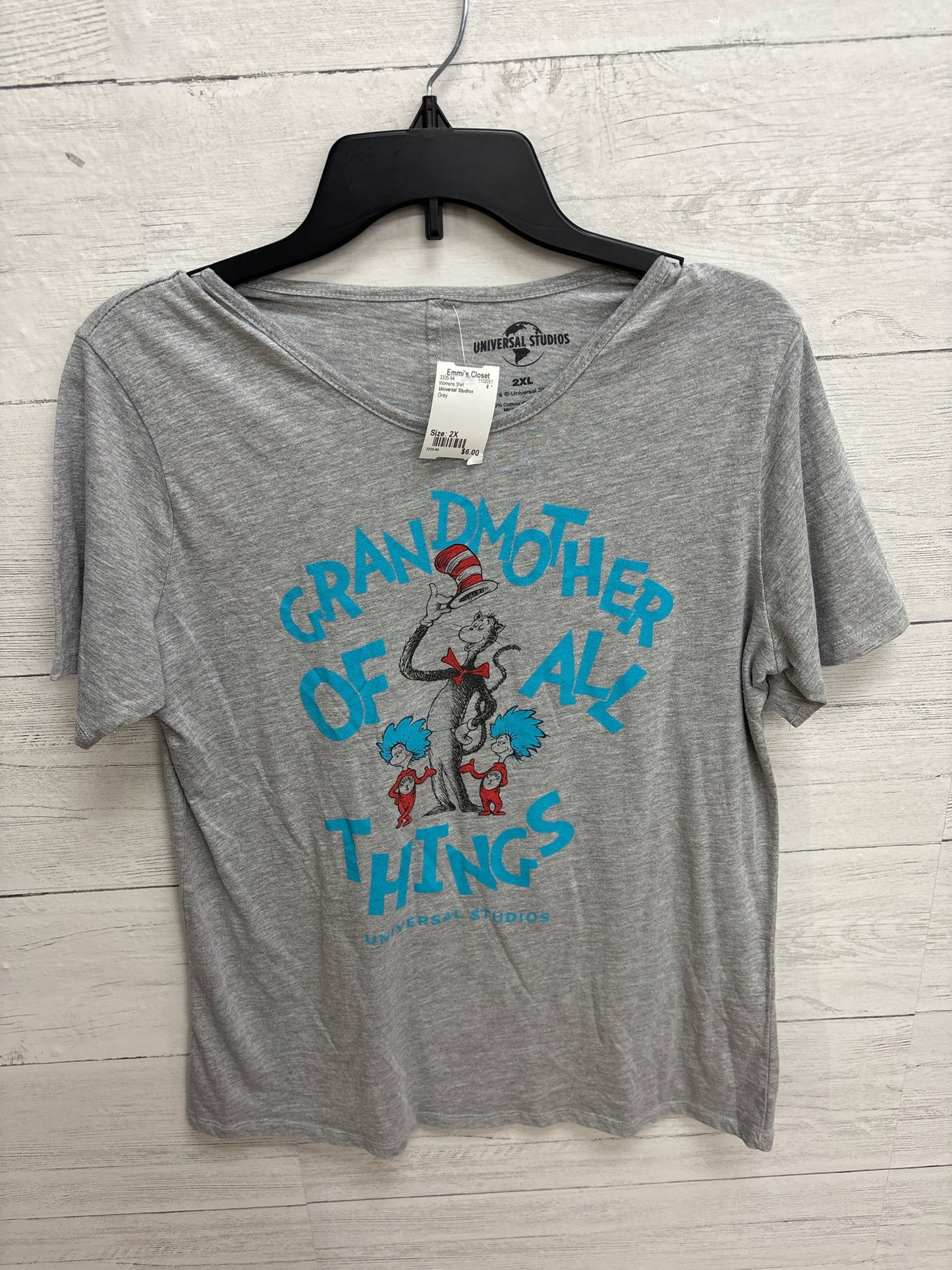 Size 2X Universal Studios Grey Womens Shirt