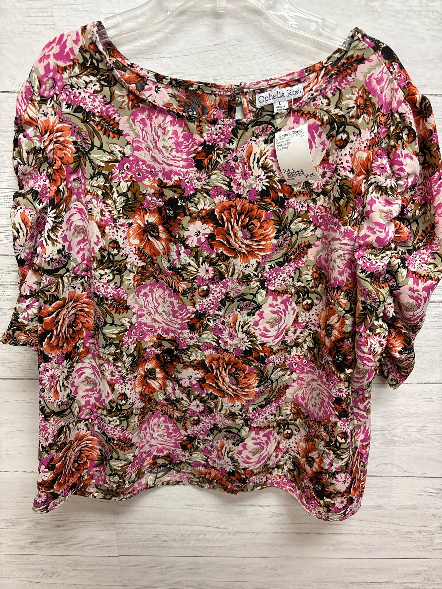 Size L OPHELIA ROE Pink Womens Shirt