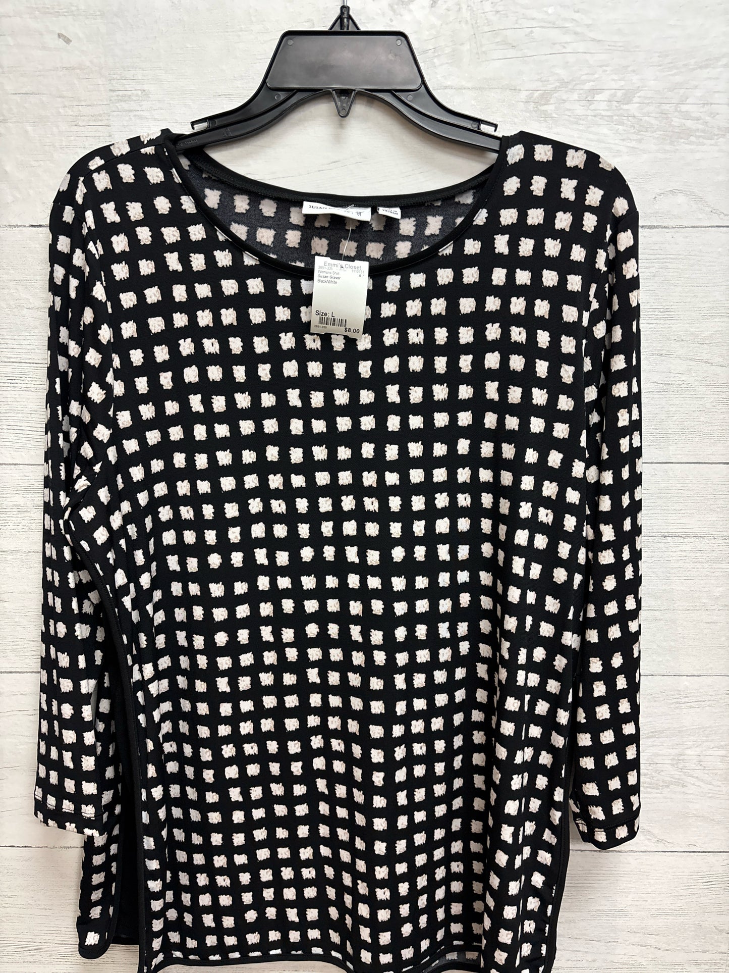 Size L Susan Graver Black/White Womens Shirt