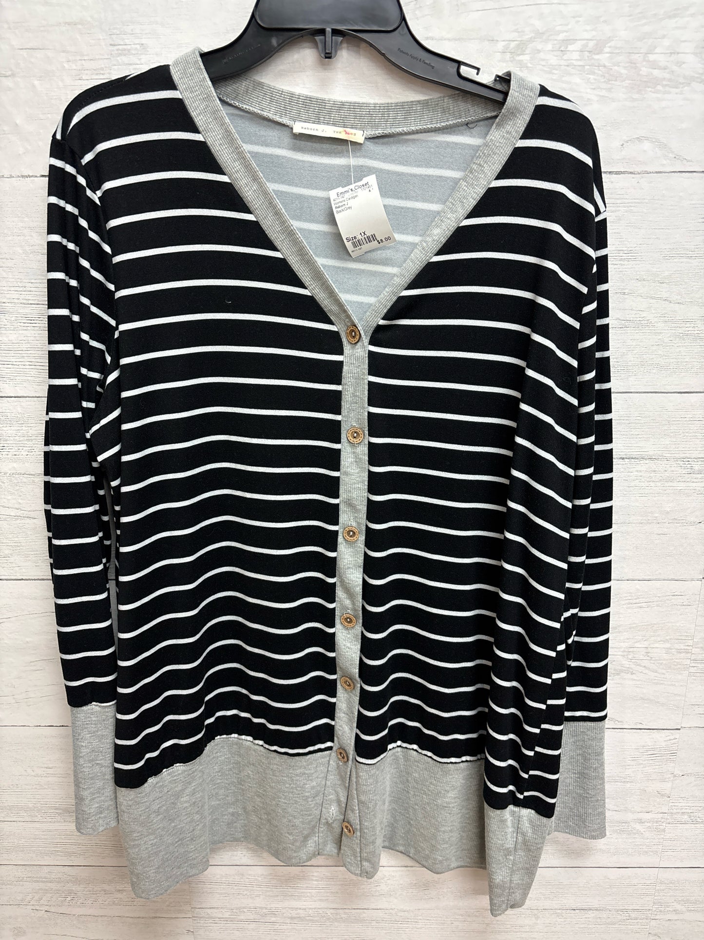 Size 1X Reborn J Black/Grey Womens Cardigan