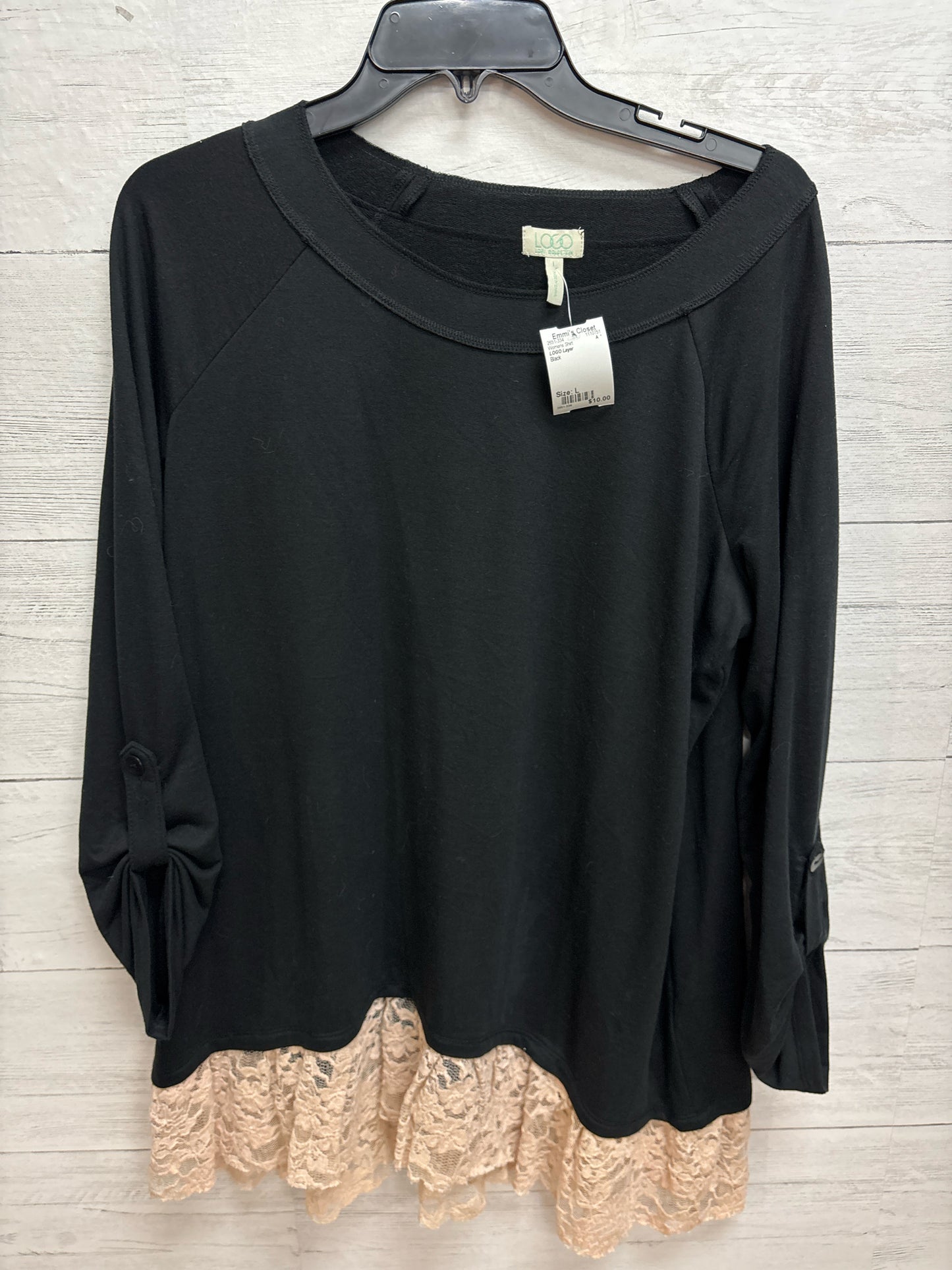 Size L LOGO Layer Black Womens Shirt