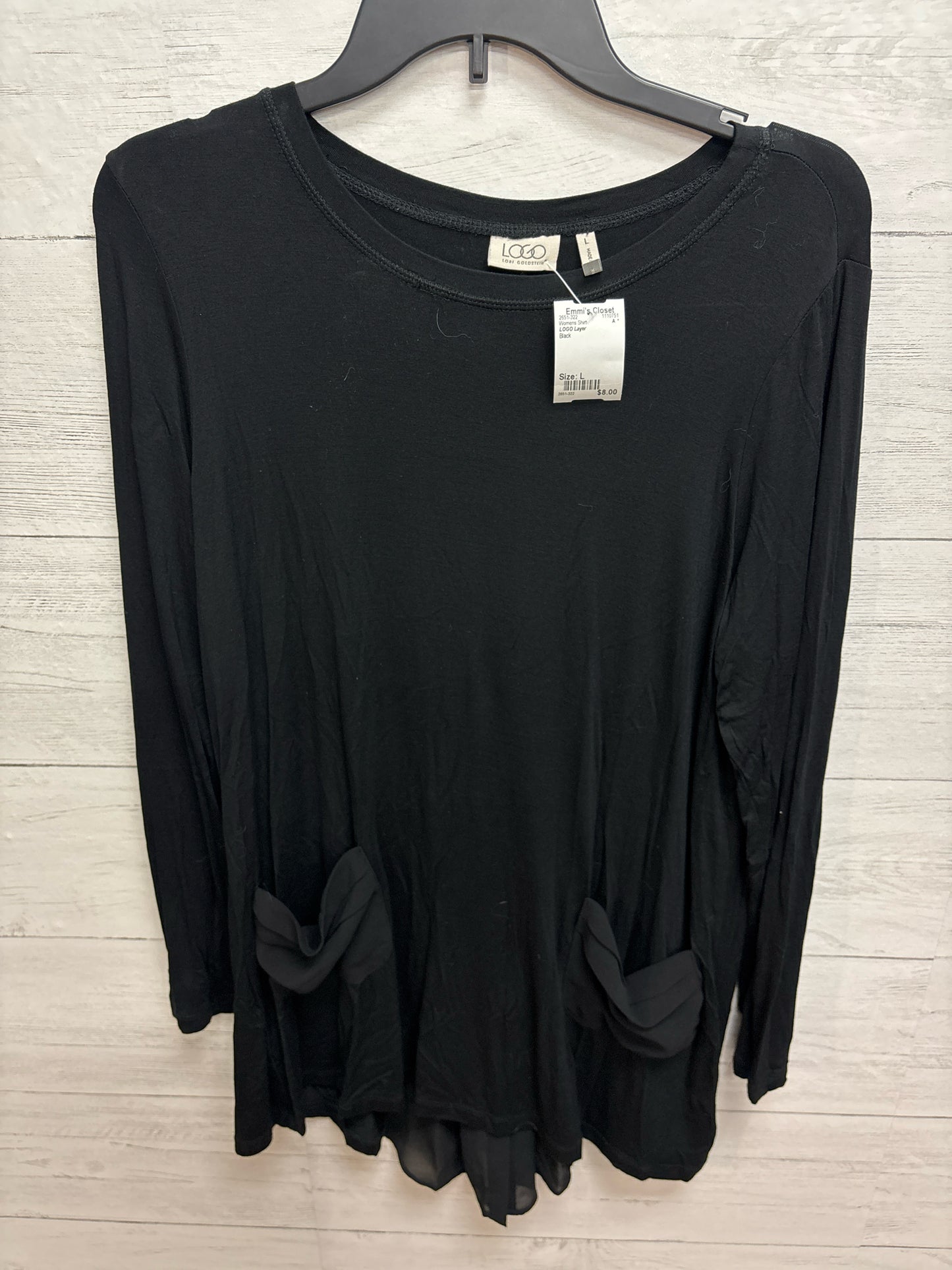 Size L LOGO Layer Black Womens Shirt