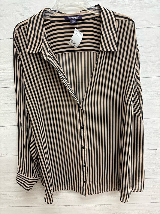 Size 2X Roamans Tan/Black Shirt