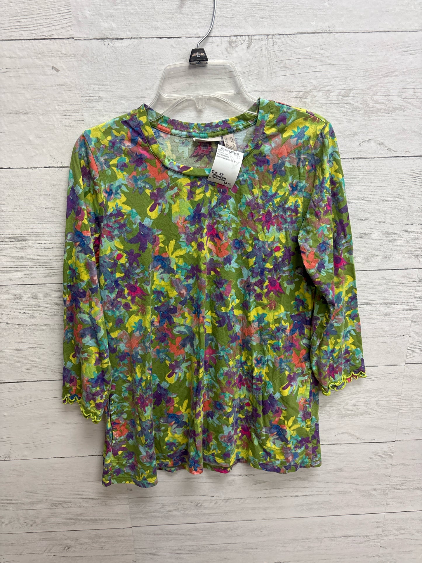 Size XS Lori Goldstein green/navy/pink Womens Shirt