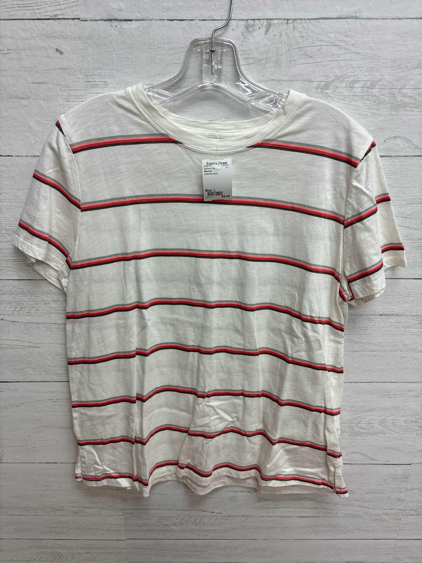 Size L Maurices cream/brn/pink Womens Shirt